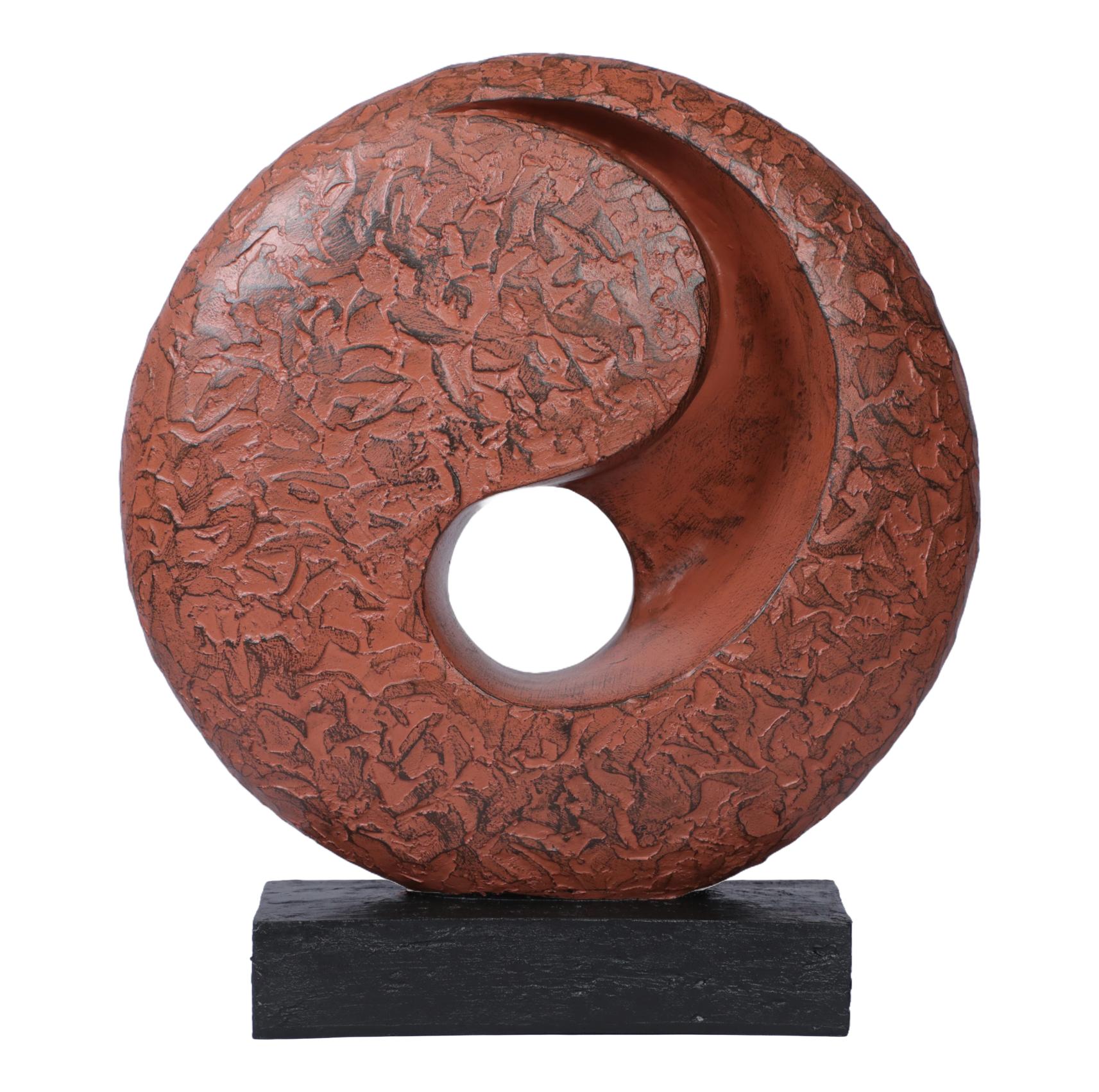 Ashnam Half YinYang Sculpture with Central Void - Terracotta, 28 Cm