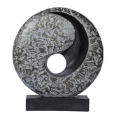 Ashnam Half YinYang Sculpture with Central Void - Silver Pearl, 28 Cm