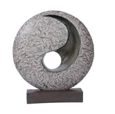 Ashnam Half YinYang Sculpture with Central Void - Rust Iron, 28 Cm