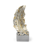 Ashnam Feather of Elegance Calandi's Feather Sculpture - Grey & Gold, 30cm