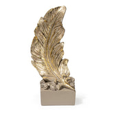 Ashnam Feather of Elegance Calandi's Feather Sculpture - Ash Grey & Gold, 30cm