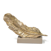 Ashnam Feather of Elegance Calandi's Feather Sculpture - Ash Grey & Gold