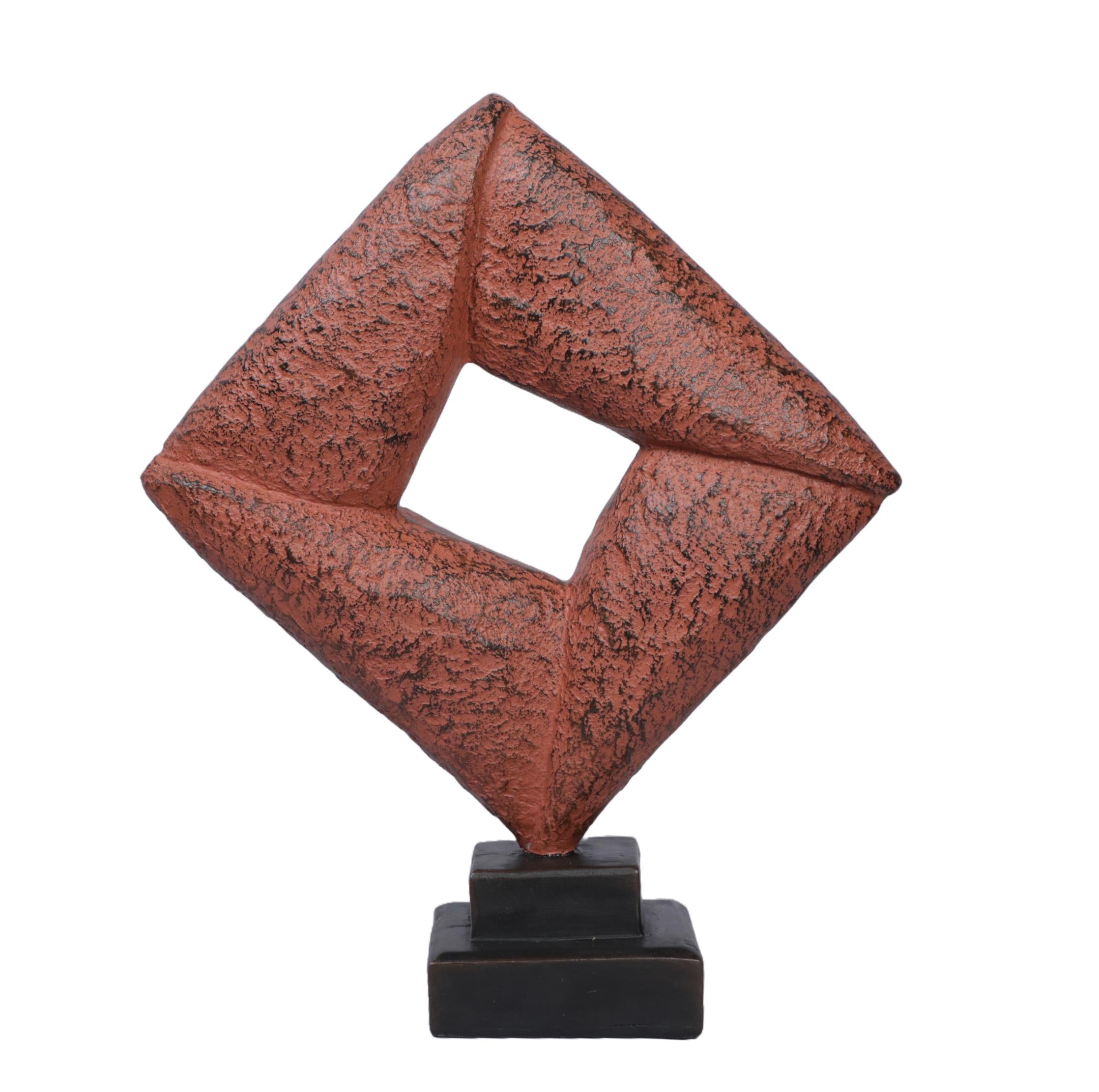 Ashnam Tilted Squarical Modern Art with Square Shaped Gap - Terracotta, 34 Cm