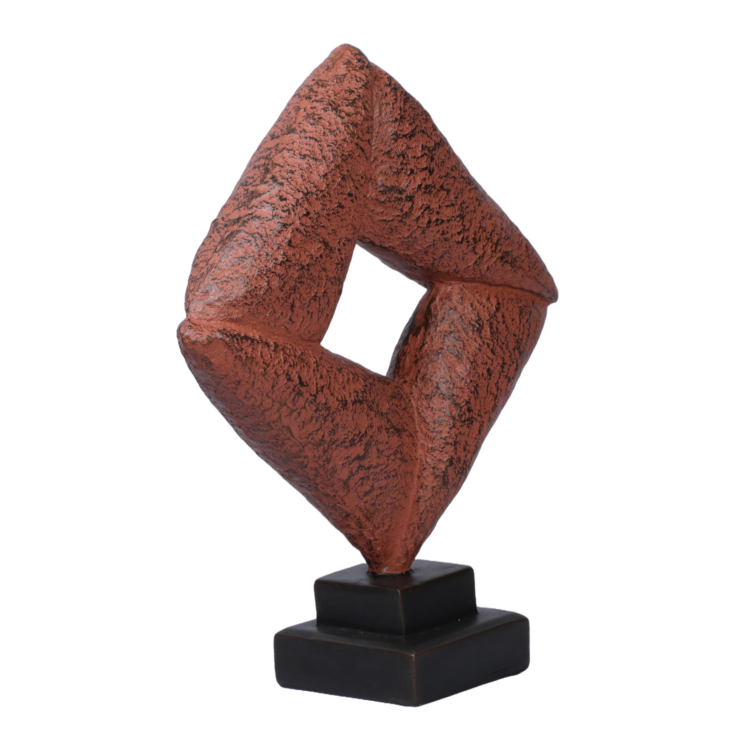 Ashnam Tilted Squarical Modern Art with Square Shaped Gap - Terracotta, 34 Cm