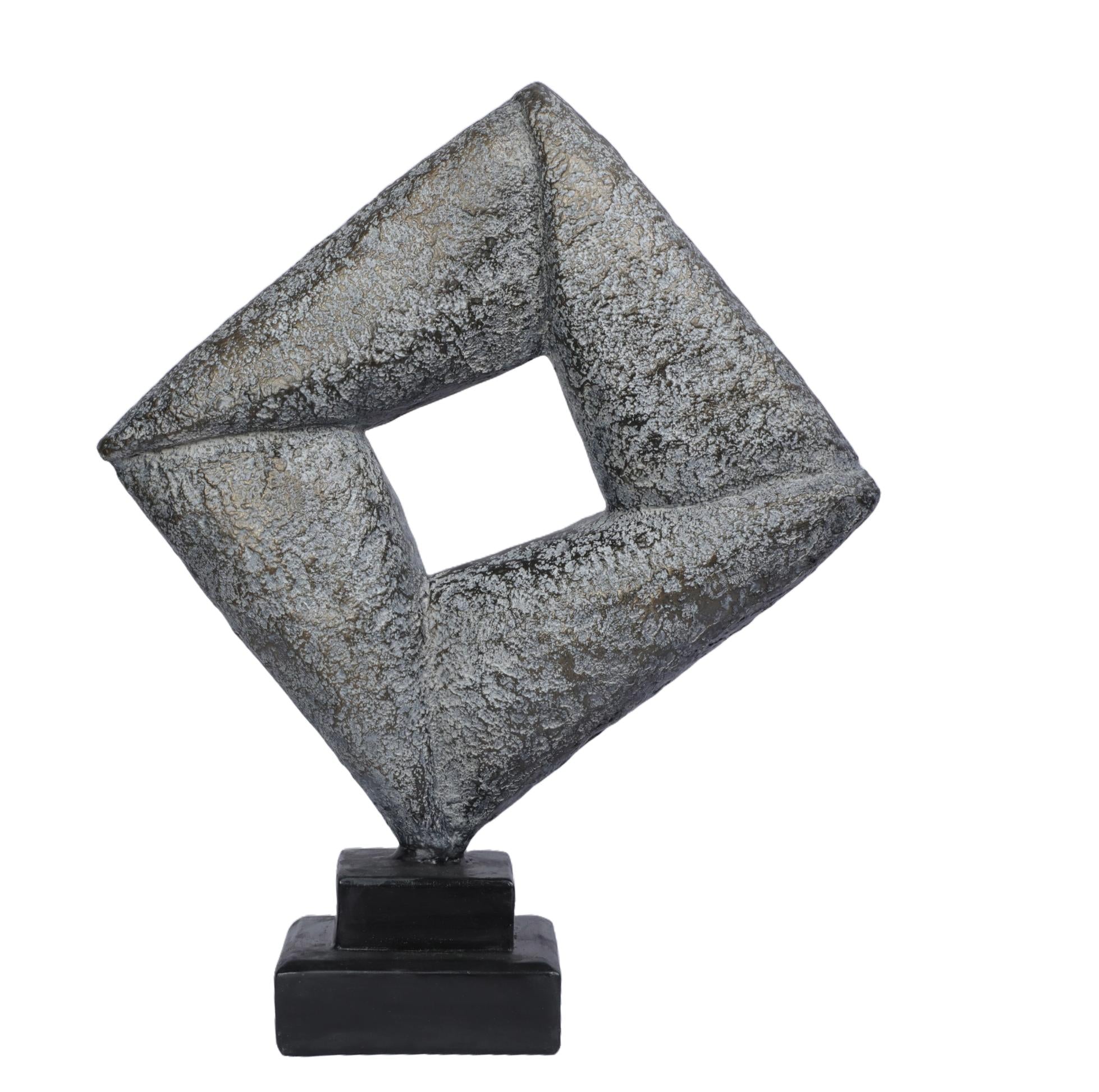 Ashnam Tilted Squarical Modern Art with Square Shaped Gap - Rust Iron, 34 Cm