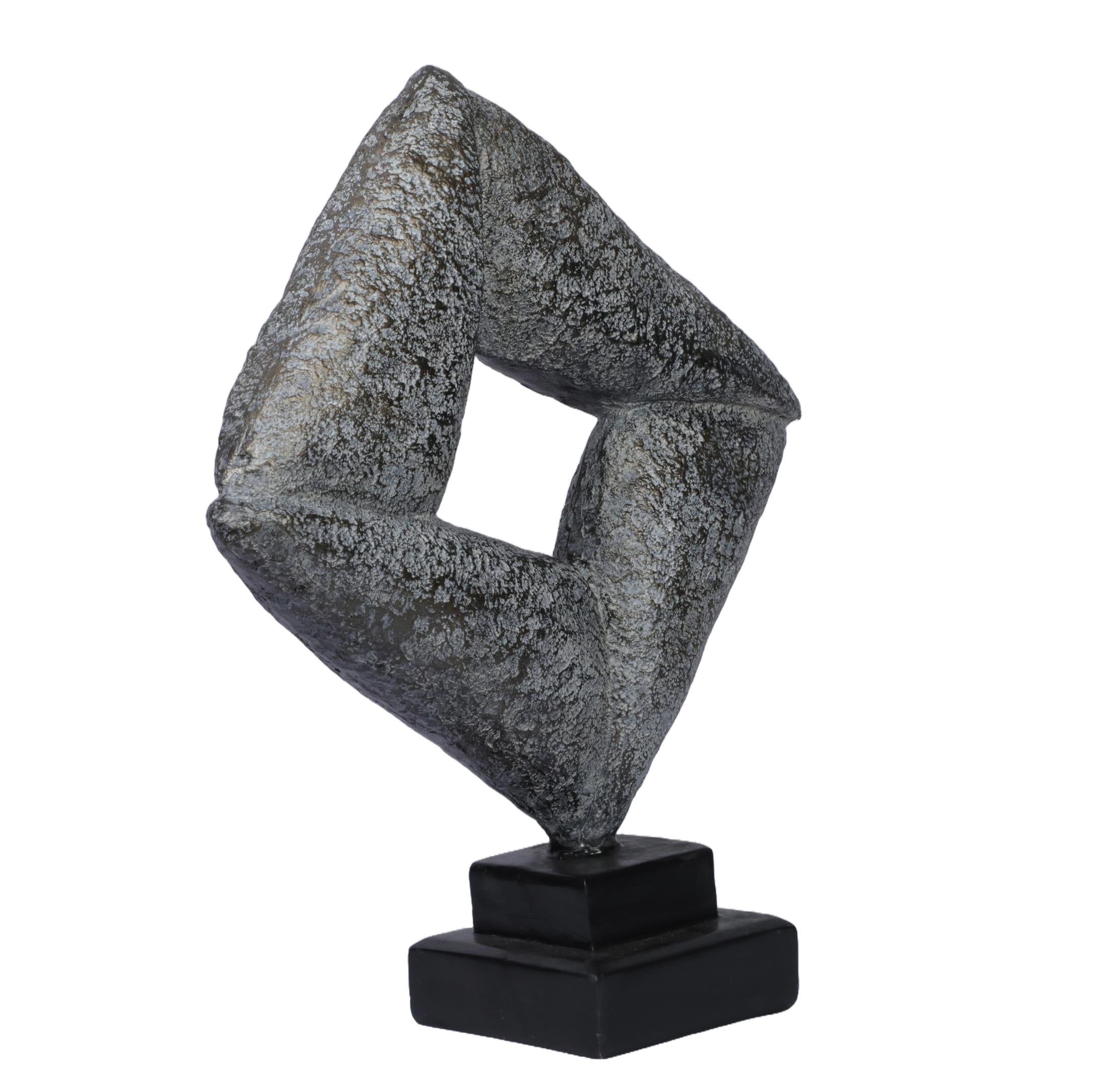 Ashnam Tilted Squarical Modern Art with Square Shaped Gap - Rust Iron, 34 Cm