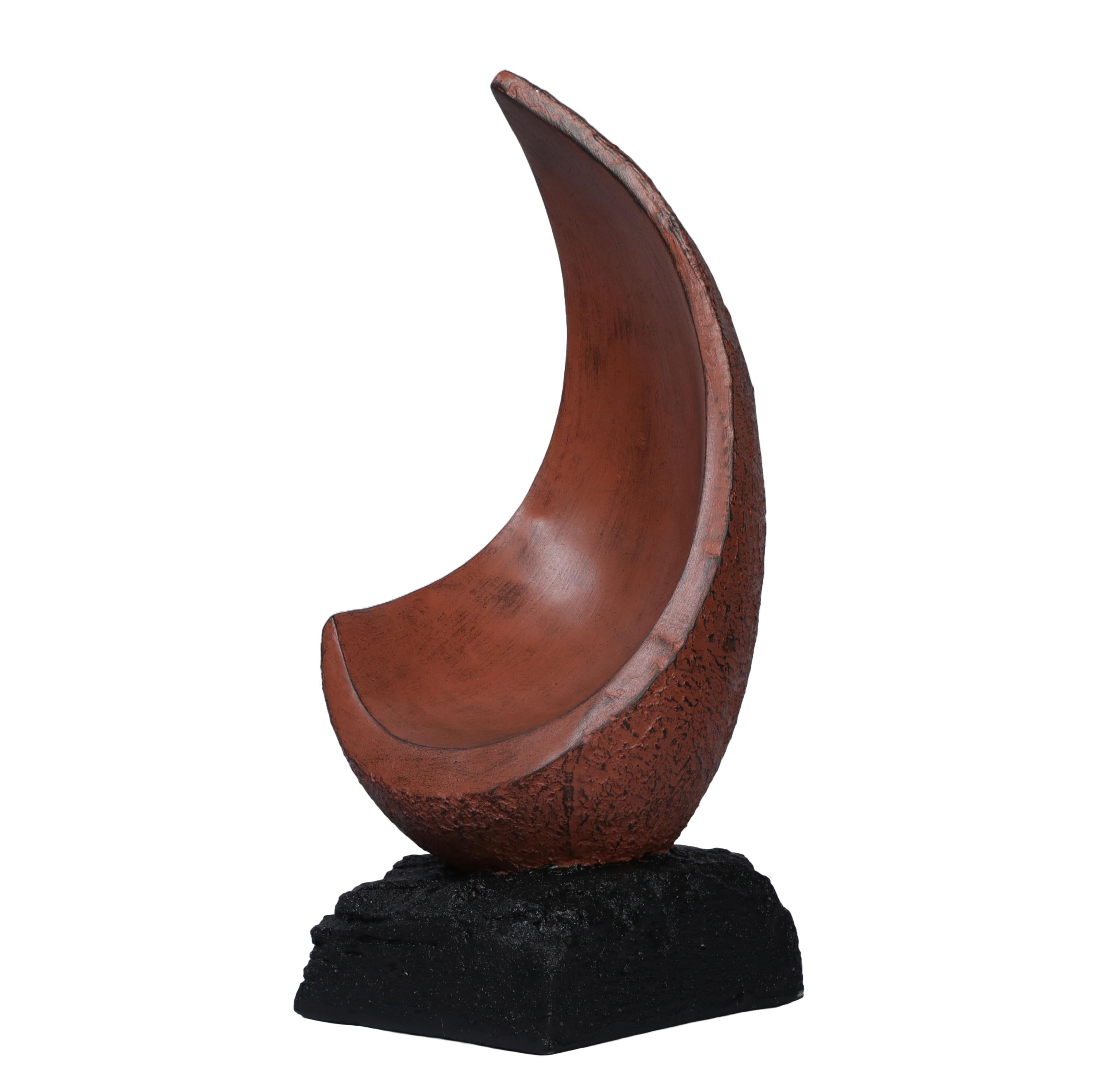 Ashnam Modern Art with Intriguing Concave Space - Terracotta, 35 Cm