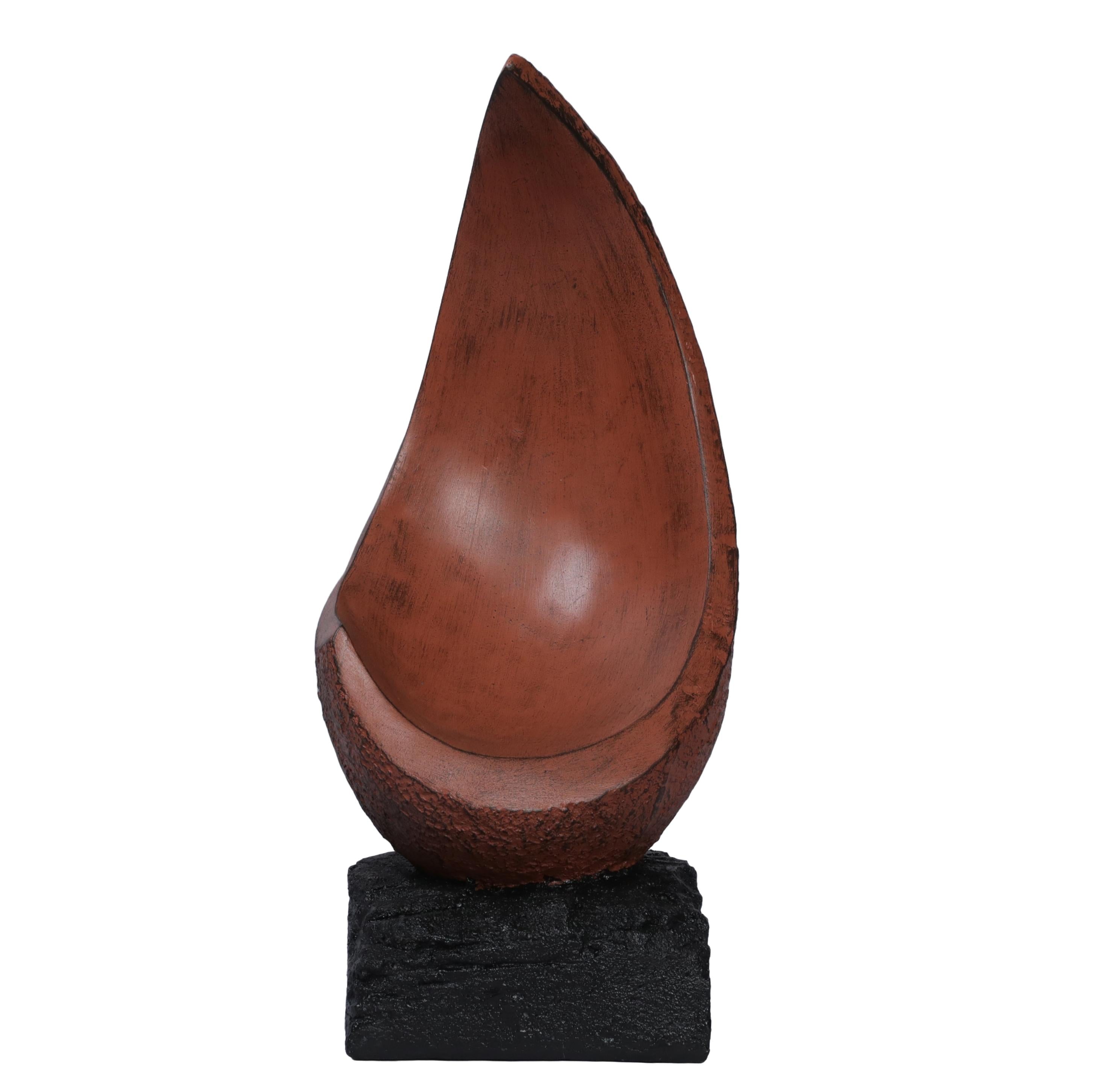 Ashnam Modern Art with Intriguing Concave Space - Terracotta, 35 Cm