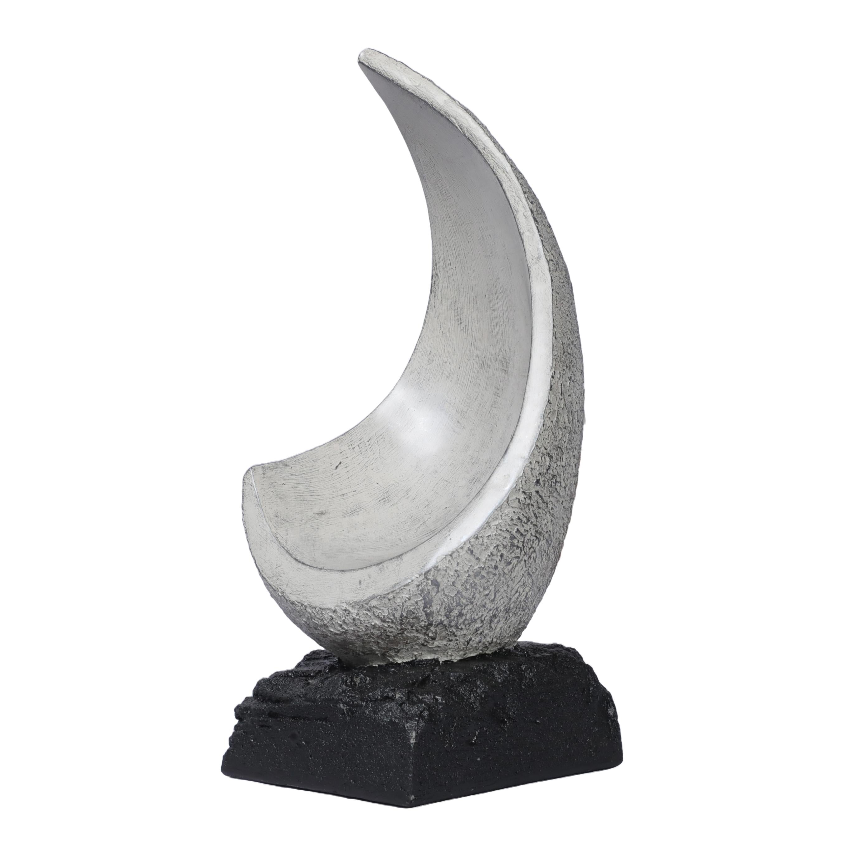 Ashnam Modern Art with Intriguing Concave Space - Silver Pearl, 35 Cm