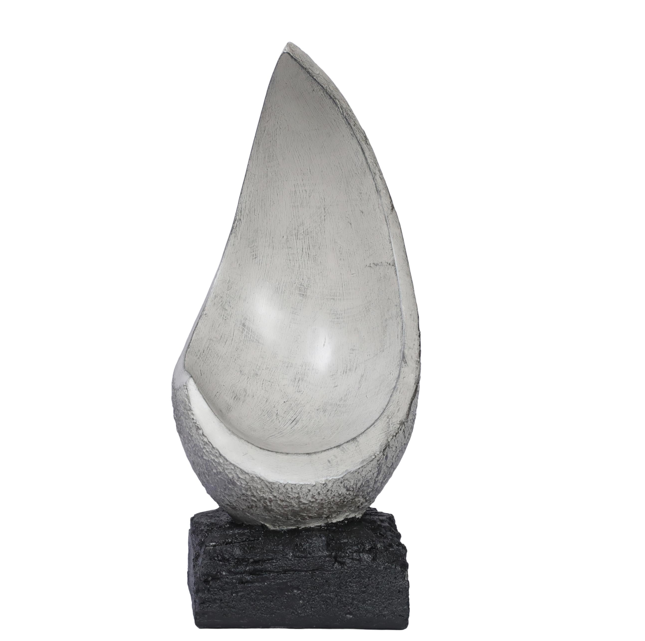 Ashnam Modern Art with Intriguing Concave Space - Silver Pearl, 35 Cm