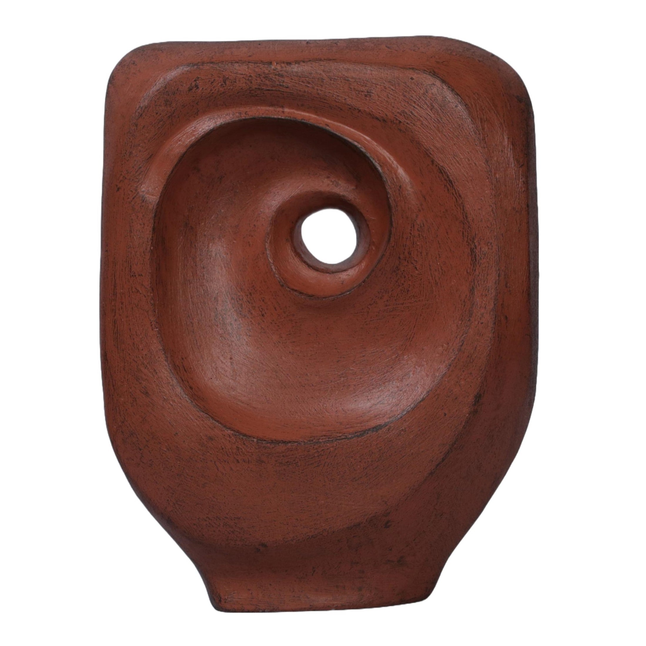 Ashnam Swirled Modern Art with Central Hole - Terracotta, 23 Cm