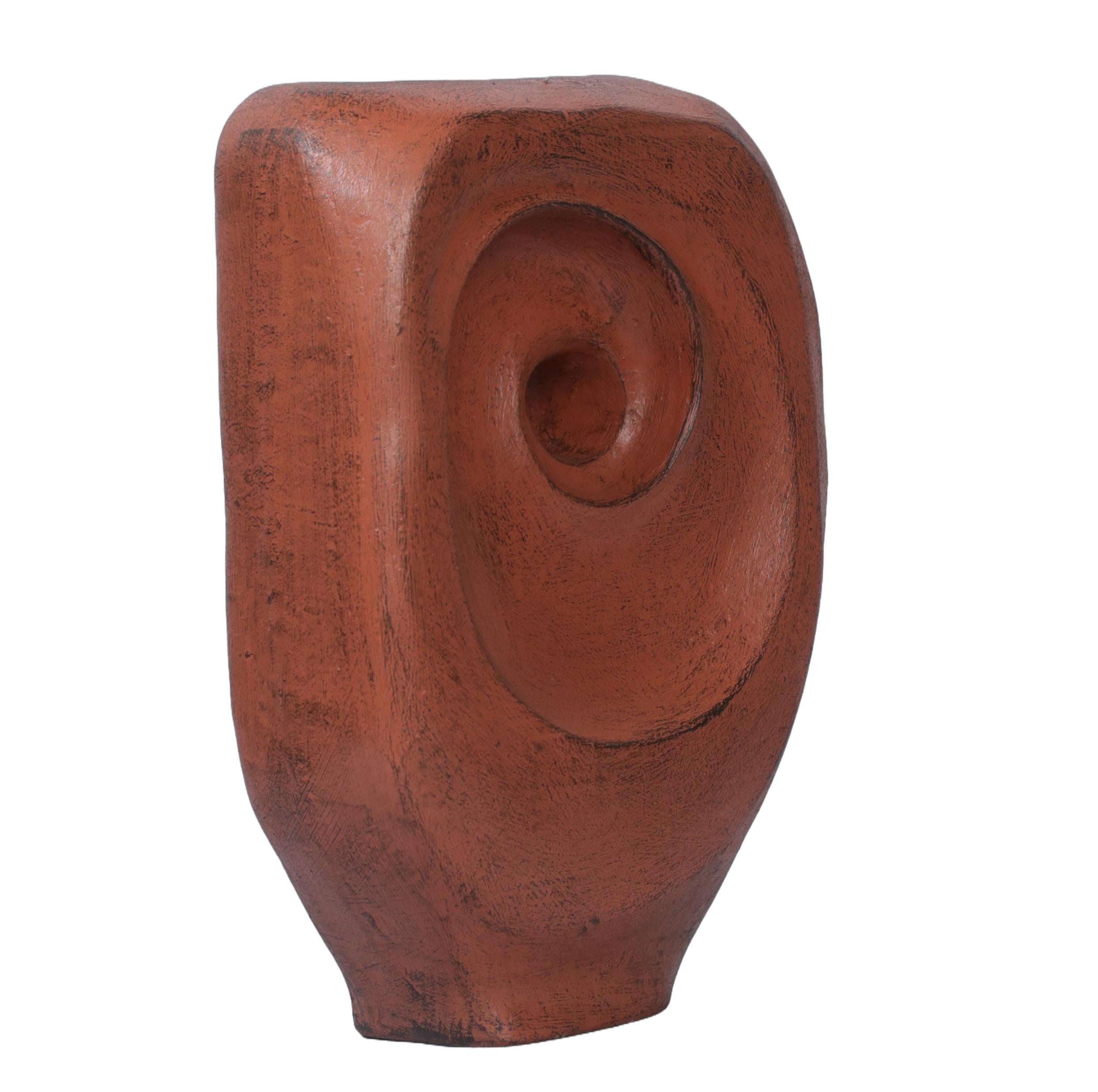 Ashnam Swirled Modern Art with Central Hole - Terracotta, 23 Cm