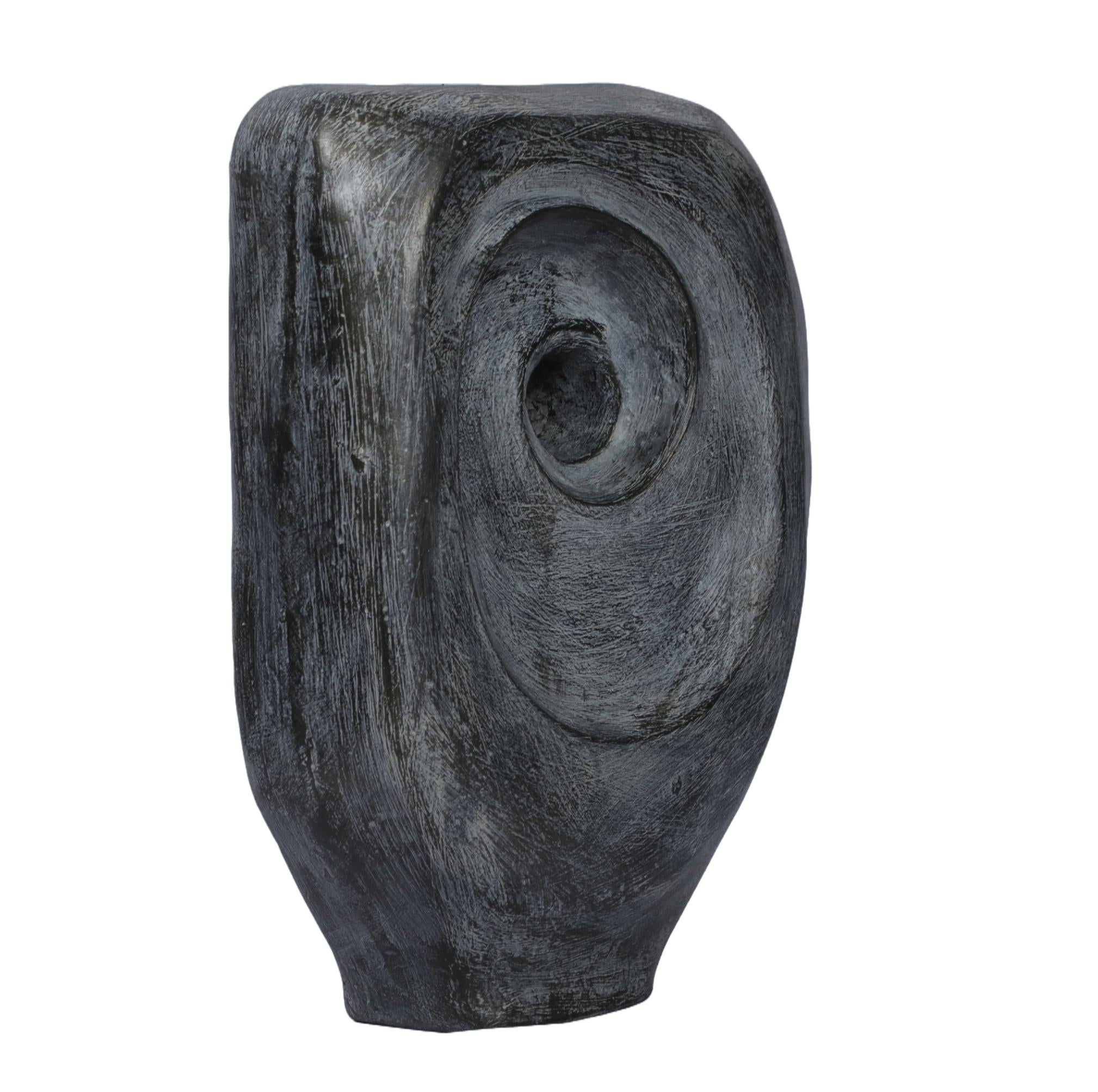 Ashnam Swirled Modern Art with Central Hole - Rust Iron, 23 Cm