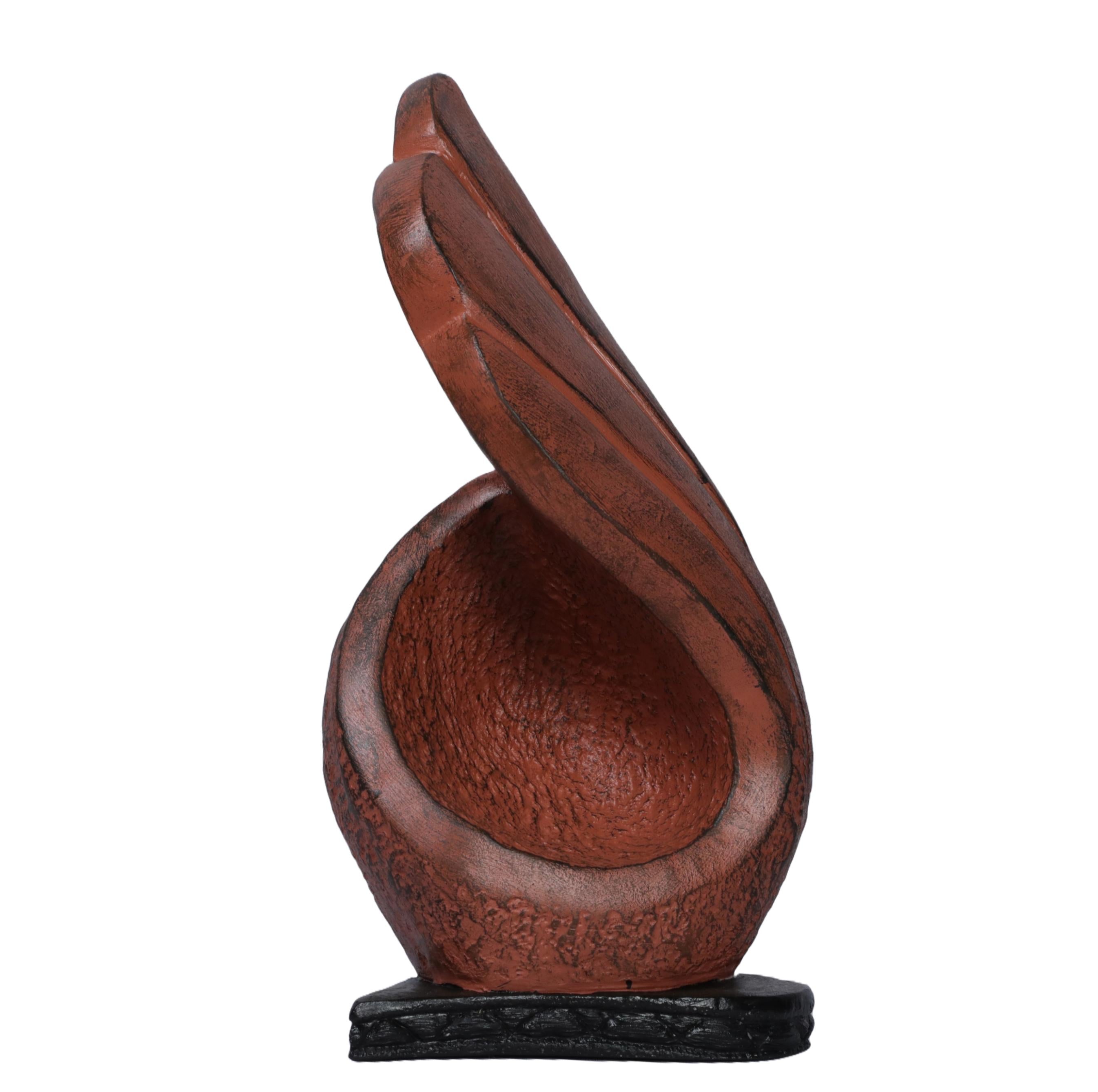 Ashnam Modern Sculpture with Twirled Concave Design - Terracotta, 27 Cm