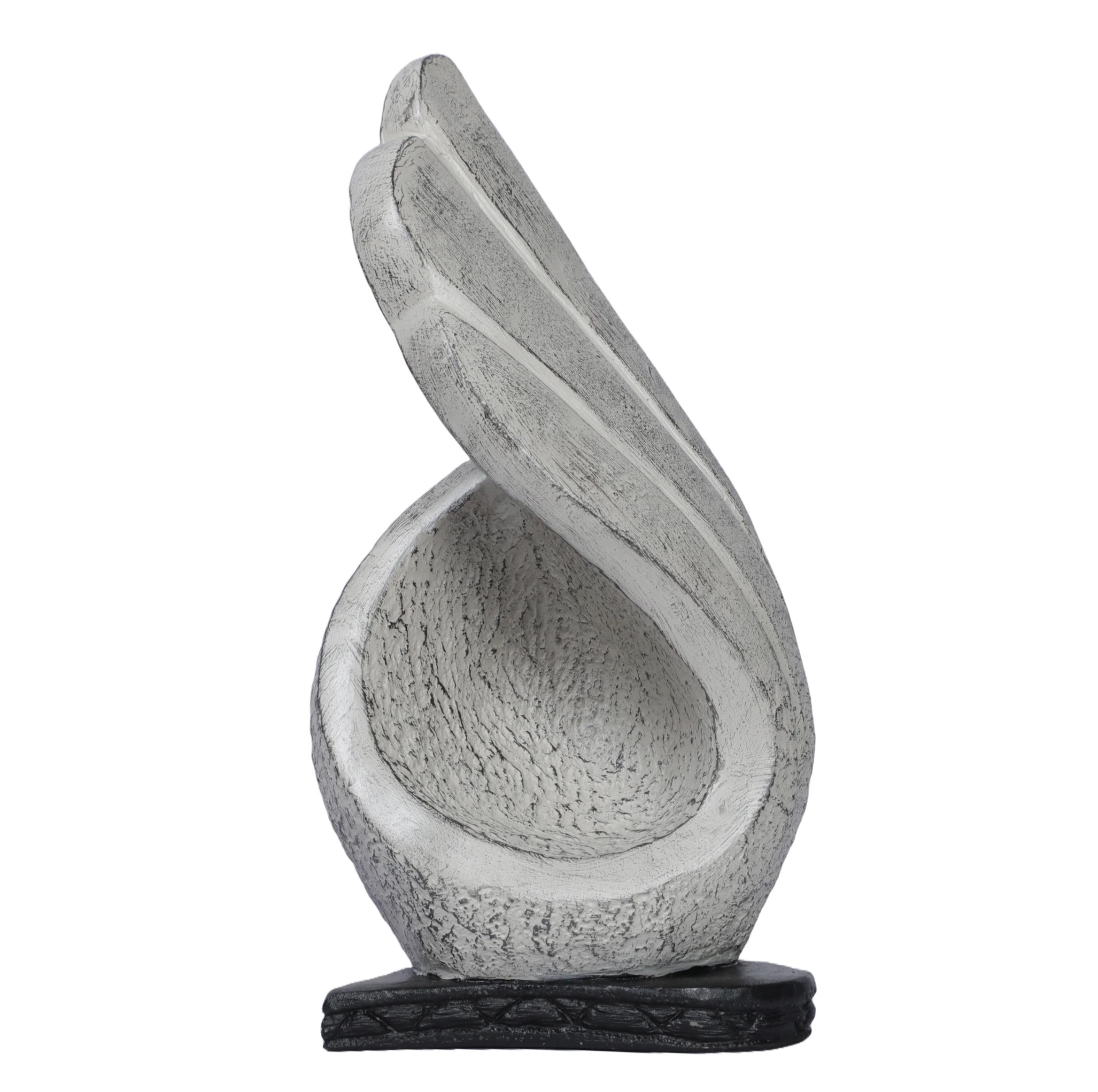 Ashnam Modern Sculpture with Twirled Concave Design - Silver Pearl, 27 Cm