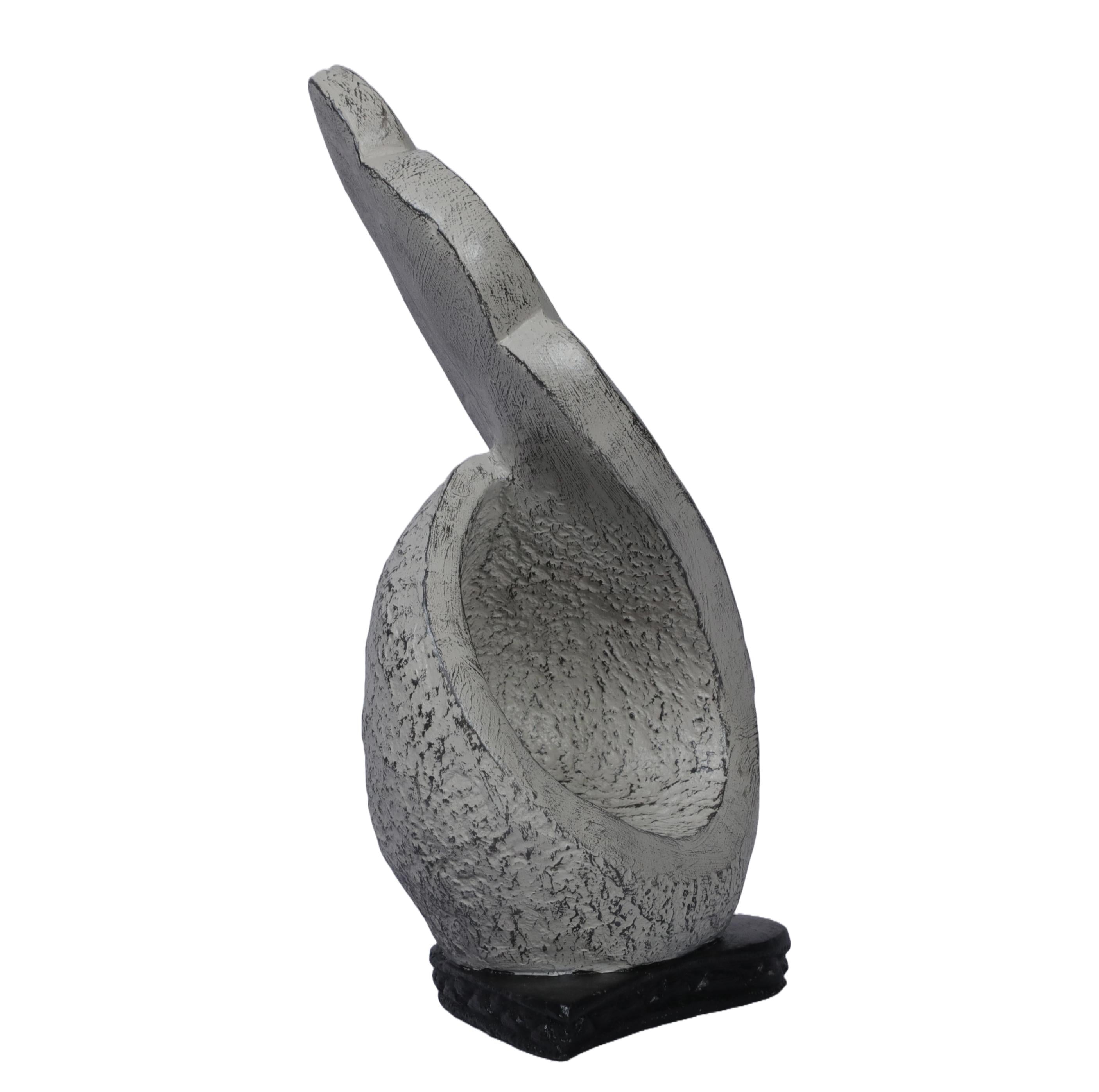 Ashnam Modern Sculpture with Twirled Concave Design - Silver Pearl, 27 Cm