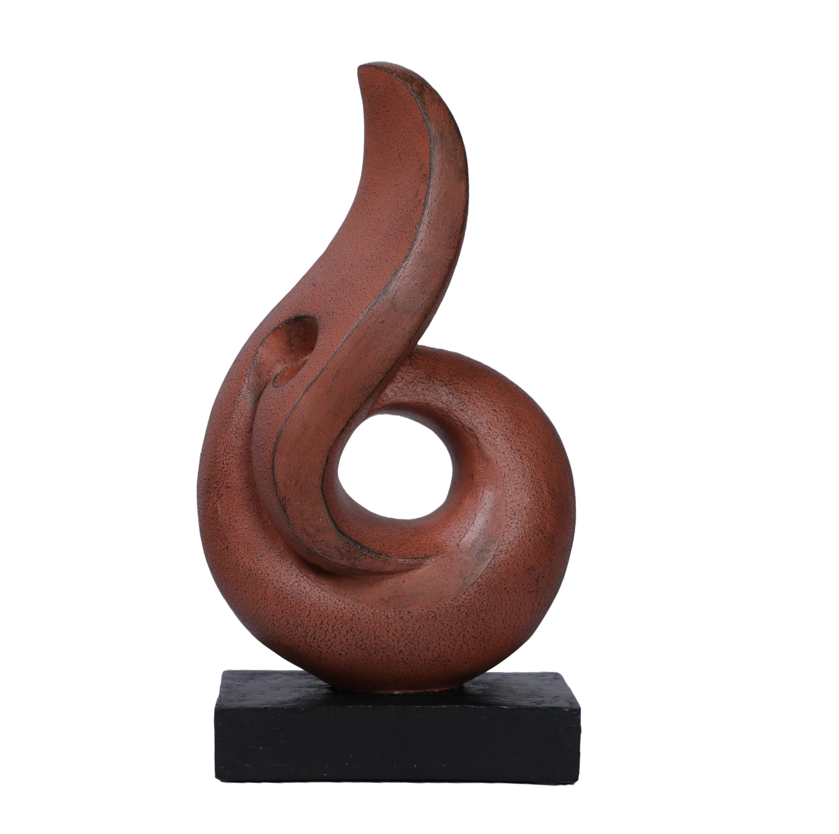 Ashnam Art with Central Void and Flame-Like Body - Terracotta, 30 Cm