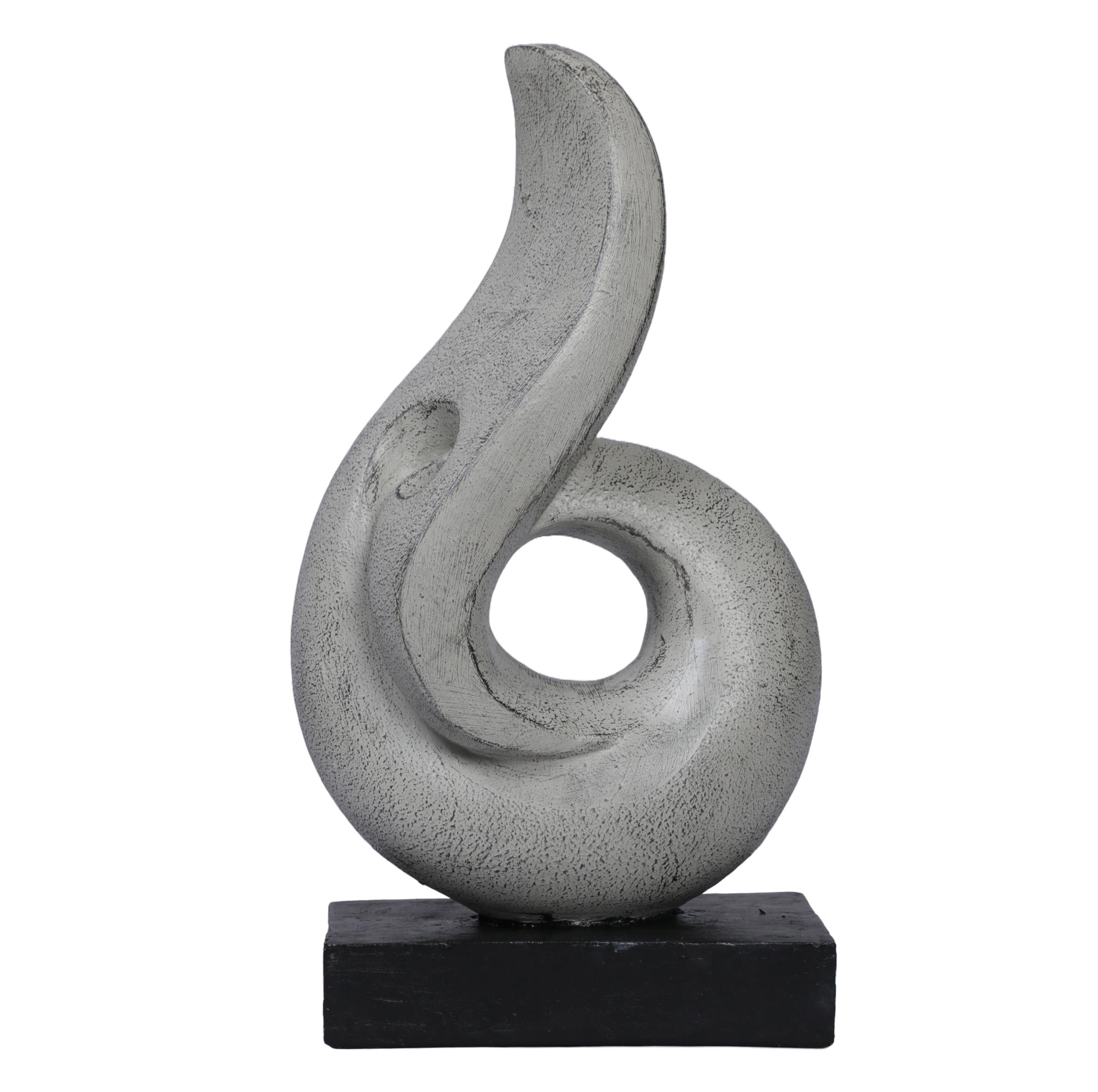 Ashnam Art with Central Void and Flame-Like Body - Silver Pearl, 30 Cm