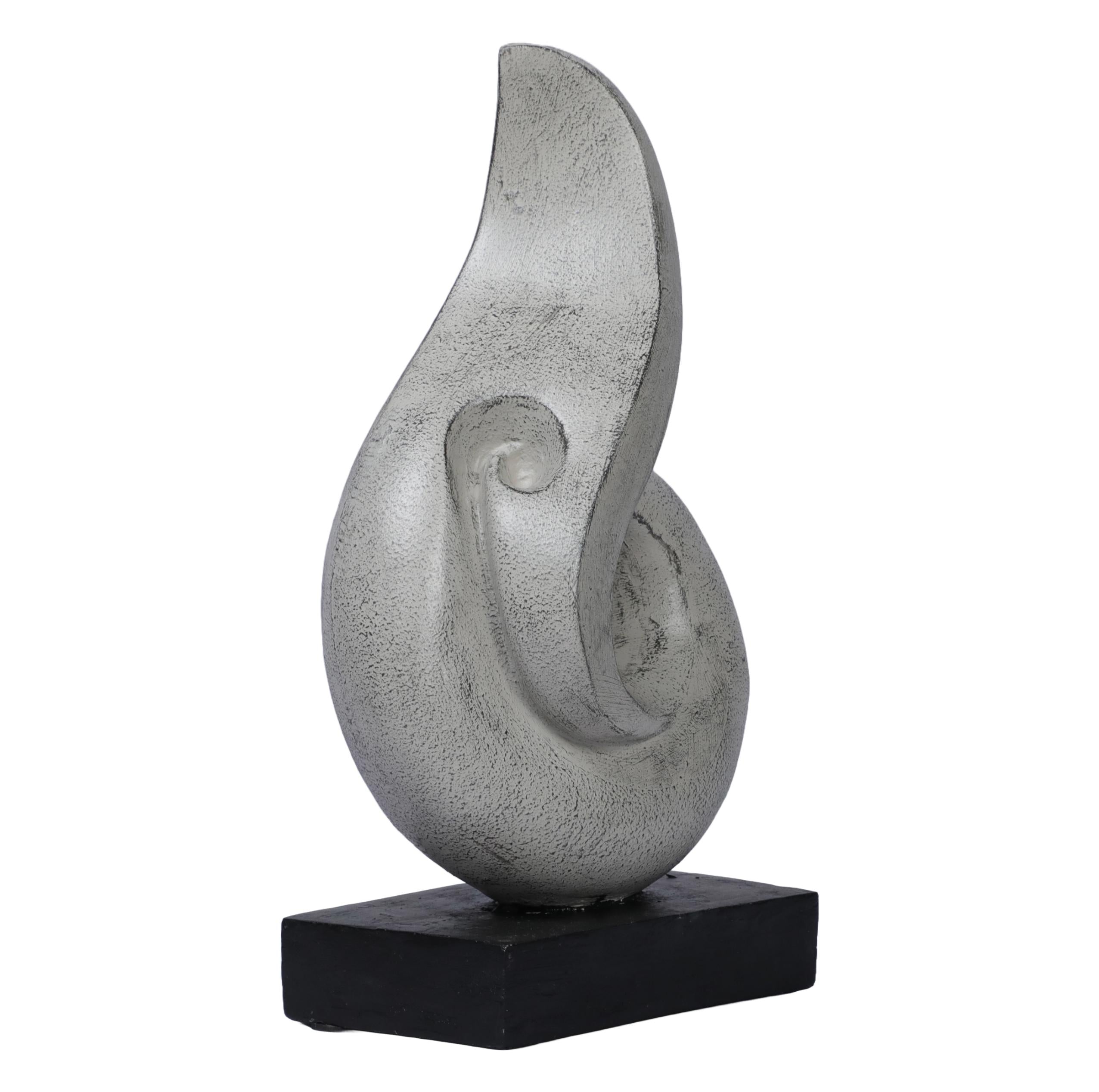 Ashnam Art with Central Void and Flame-Like Body - Silver Pearl, 30 Cm