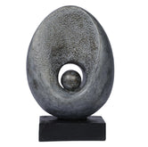 Ashnam Oval-Shaped Sculpture with Central Circle & Space - Rust Iron, 28 Cm