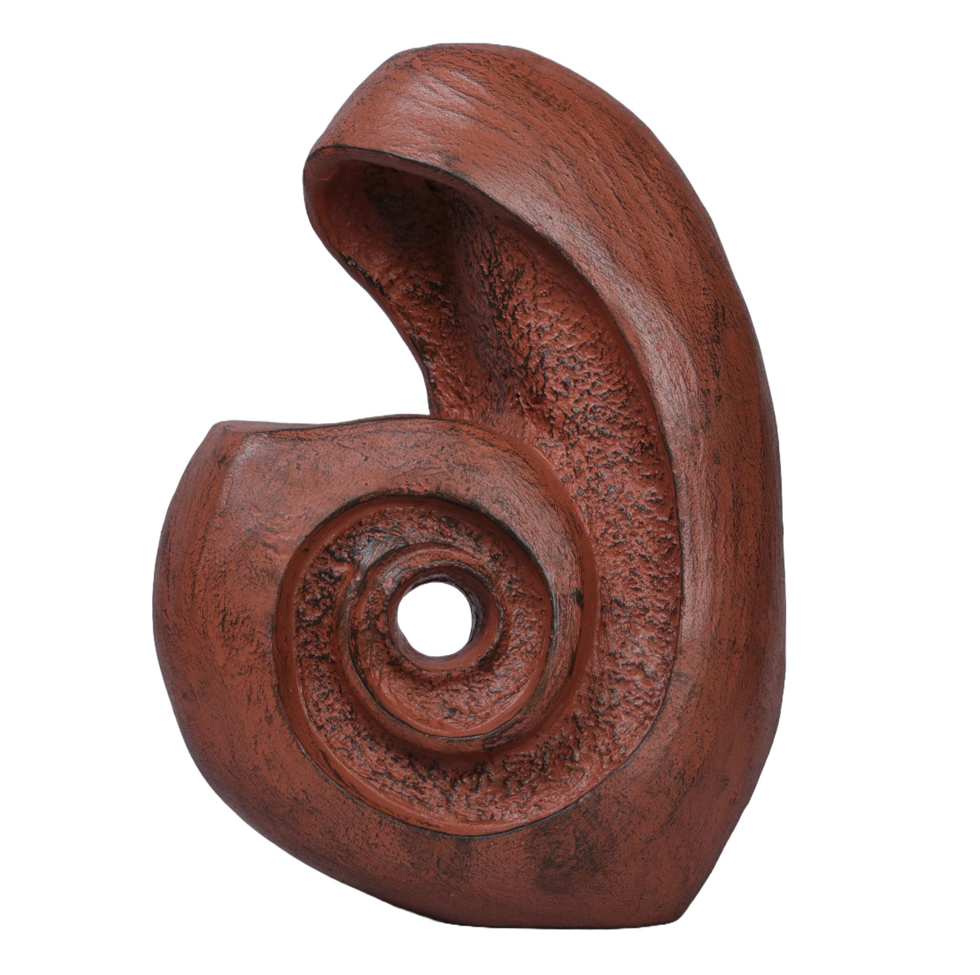 Ashnam Abstract  Modern Swirling Sculpture with Central Void - Terracotta, 25 Cm