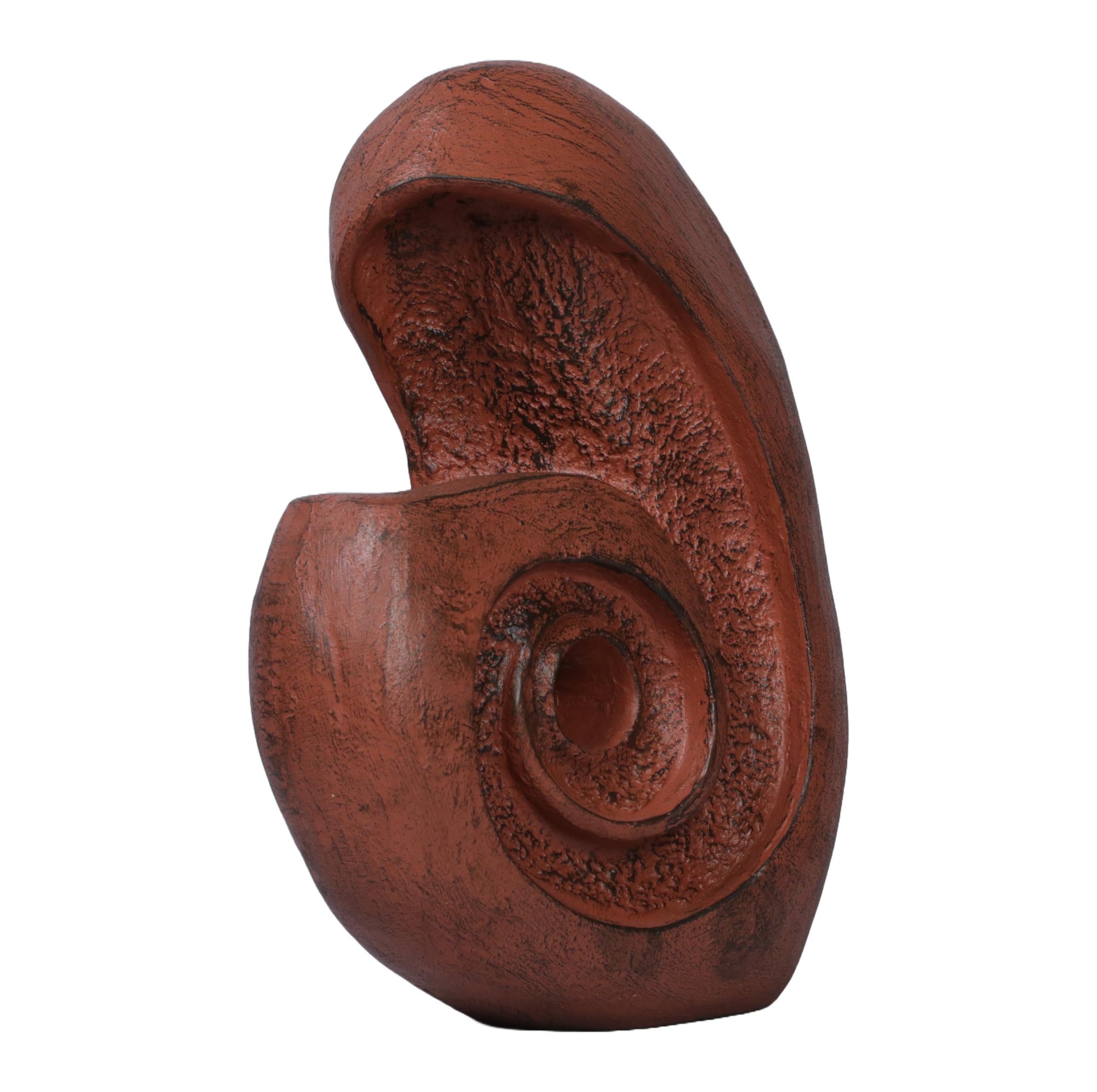 Ashnam Abstract  Modern Swirling Sculpture with Central Void - Terracotta, 25 Cm
