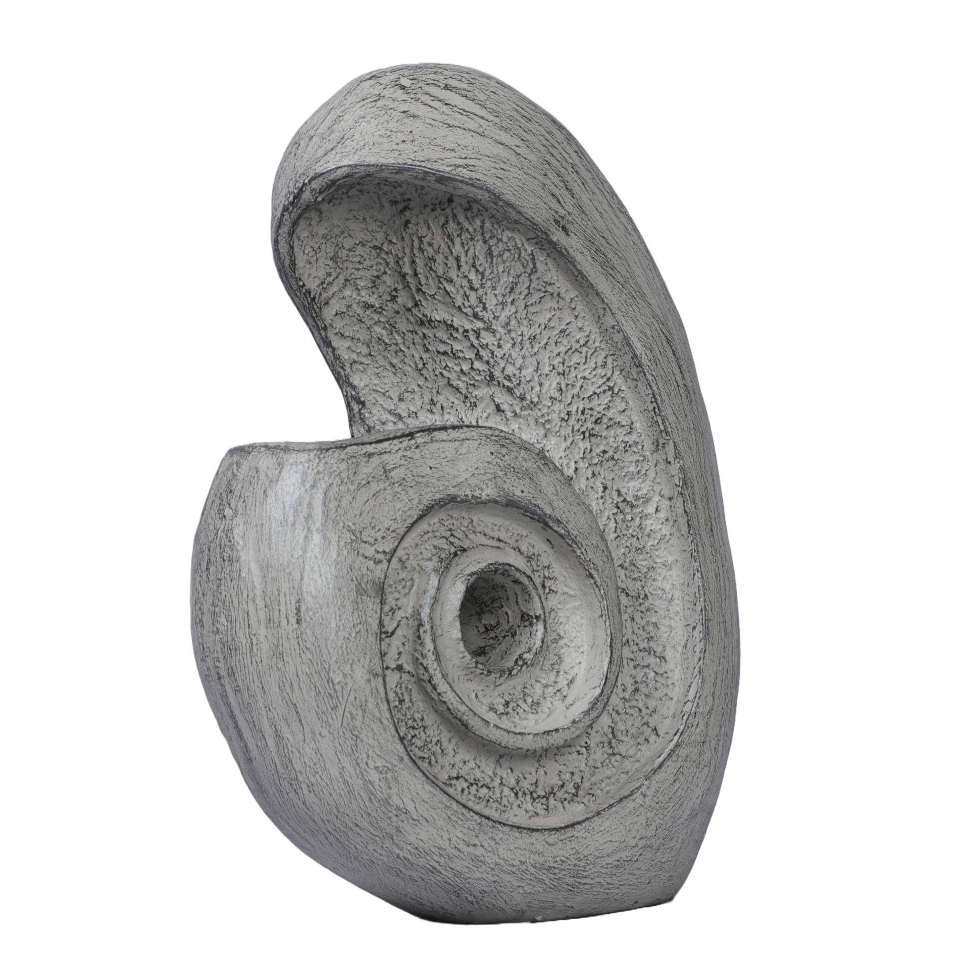 Ashnam Abstract  Modern Swirling Sculpture with Central Void - Silver Pearl, 25 Cm