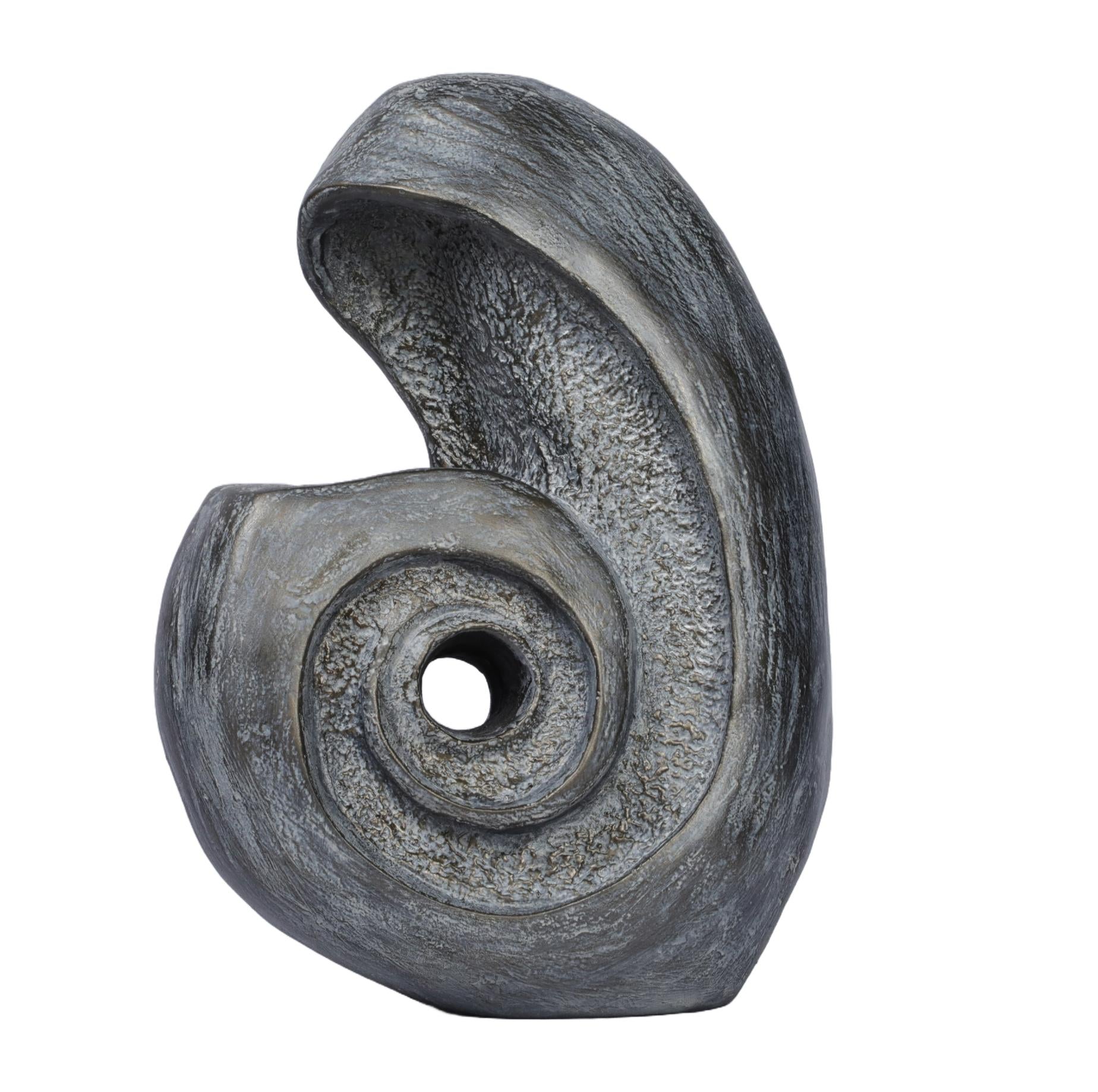 Ashnam Abstract  Modern Swirling Sculpture with Central Void - Rust Iron, 25 Cm