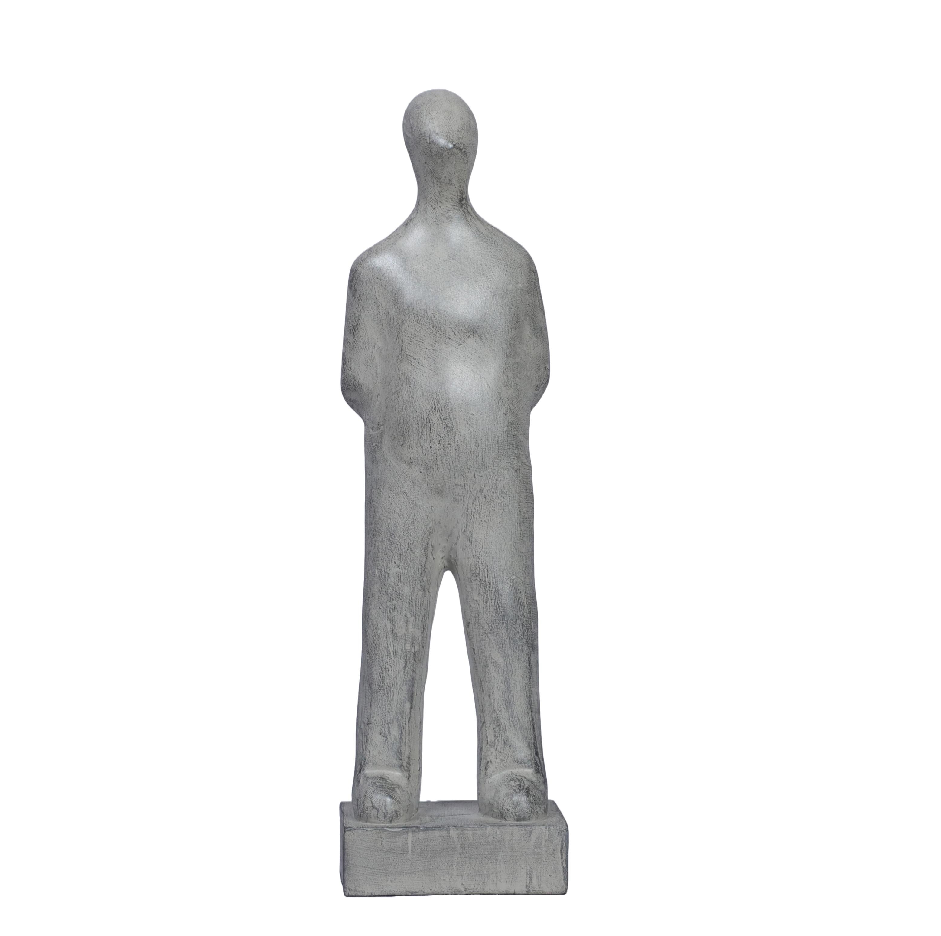 Ashnam Enigmatic Stance Abstract Human Showpiece - Silver Pearl, 33 Cm