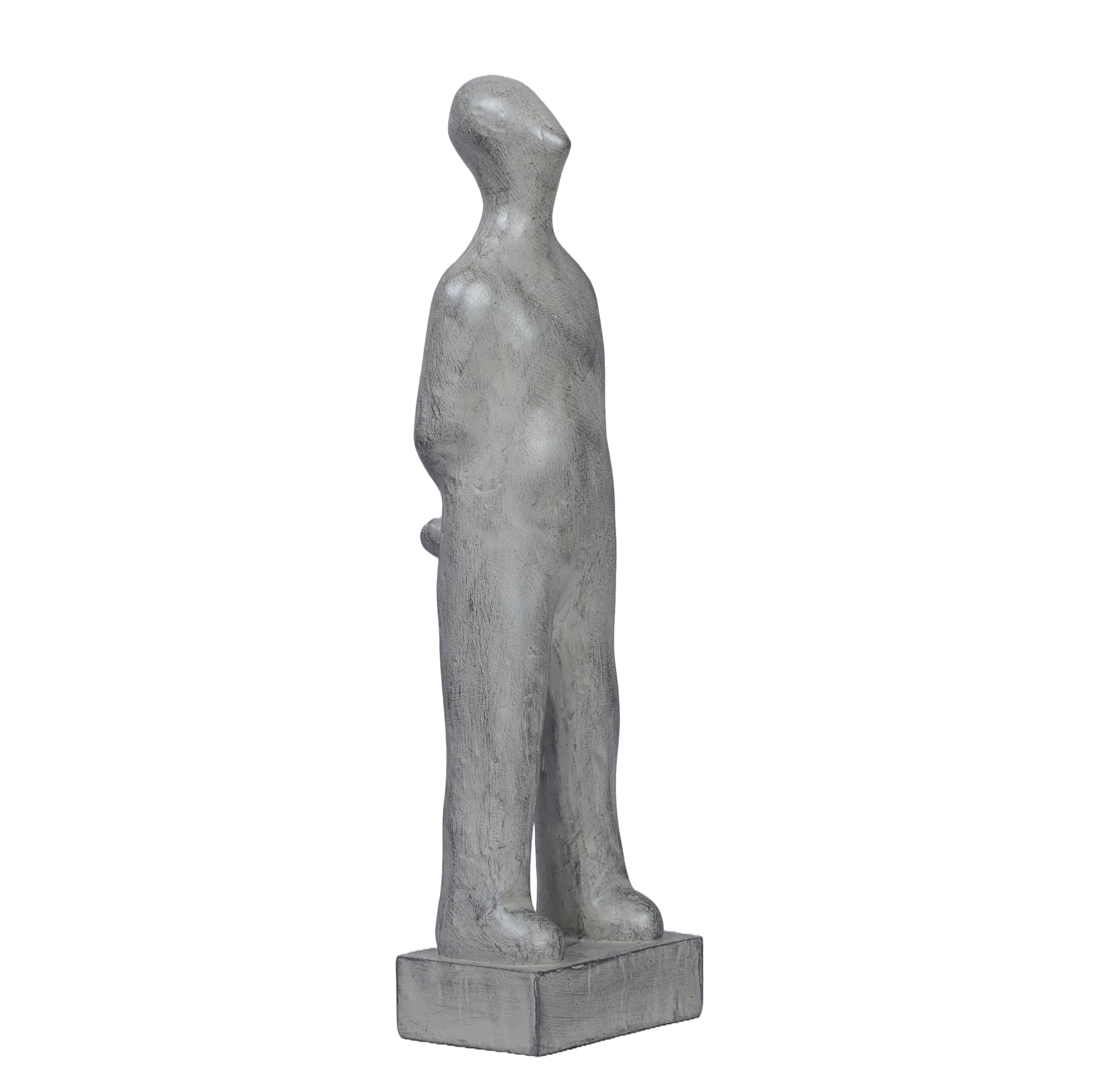 Ashnam Enigmatic Stance Abstract Human Showpiece - Silver Pearl, 33 Cm