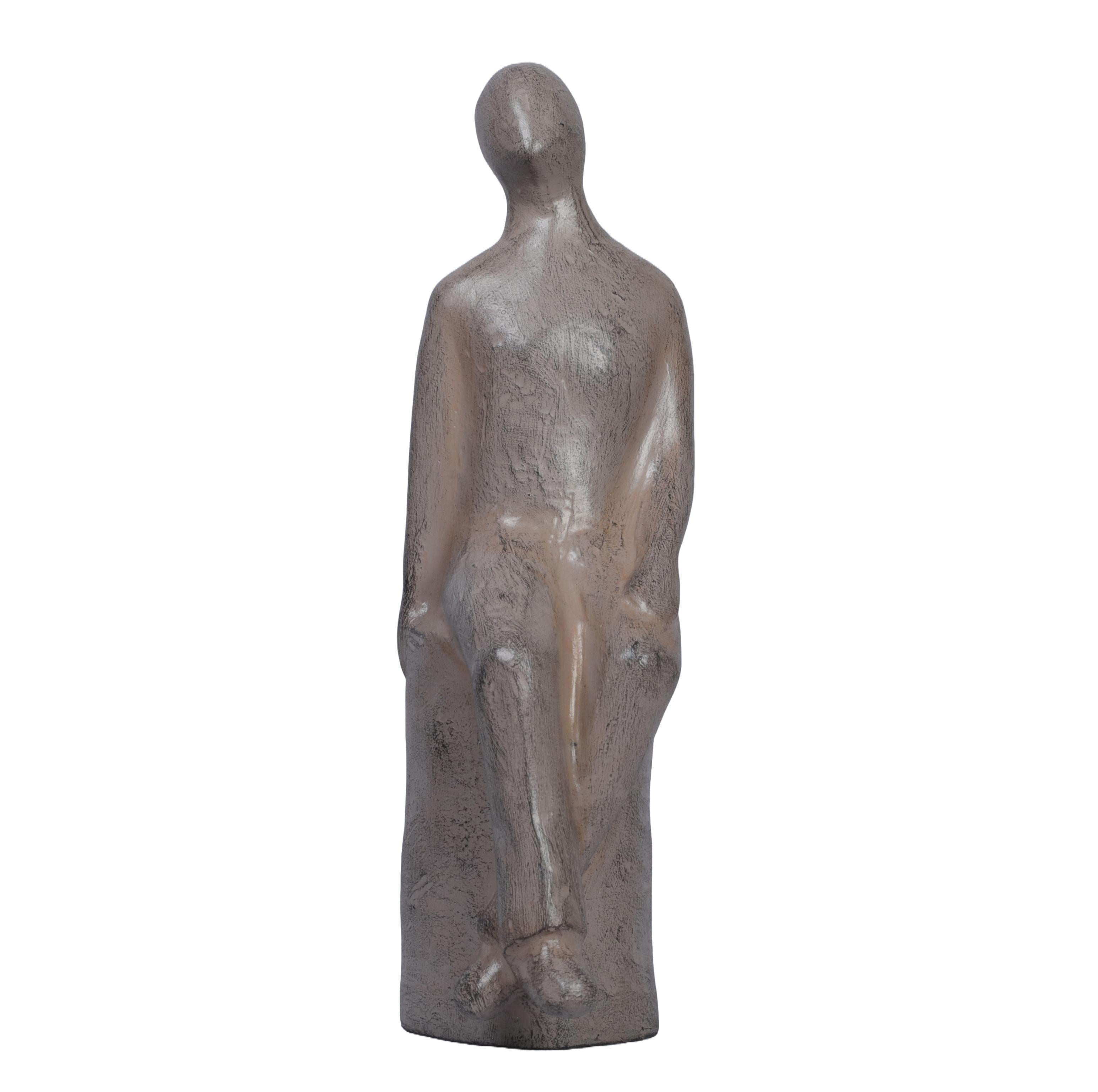 Ashnam Thoughtful Pose Abstract Human Showpiece - Rust Iron, 30 Cm