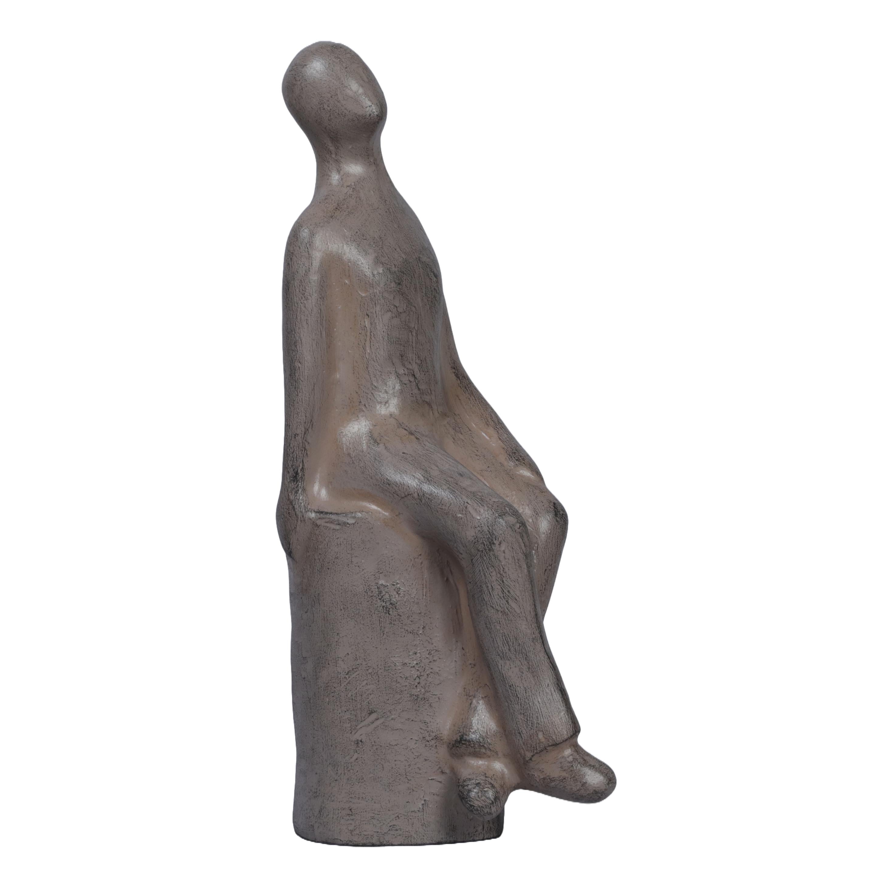 Ashnam Thoughtful Pose Abstract Human Showpiece - Rust Iron, 30 Cm