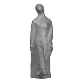 Ashnam Thoughtful Pose Abstract Human Showpiece - Silver Pearl, 30 Cm