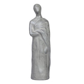 Ashnam Empowered Pose Abstract Human Showpiece - Silver Pearl, 30 Cm