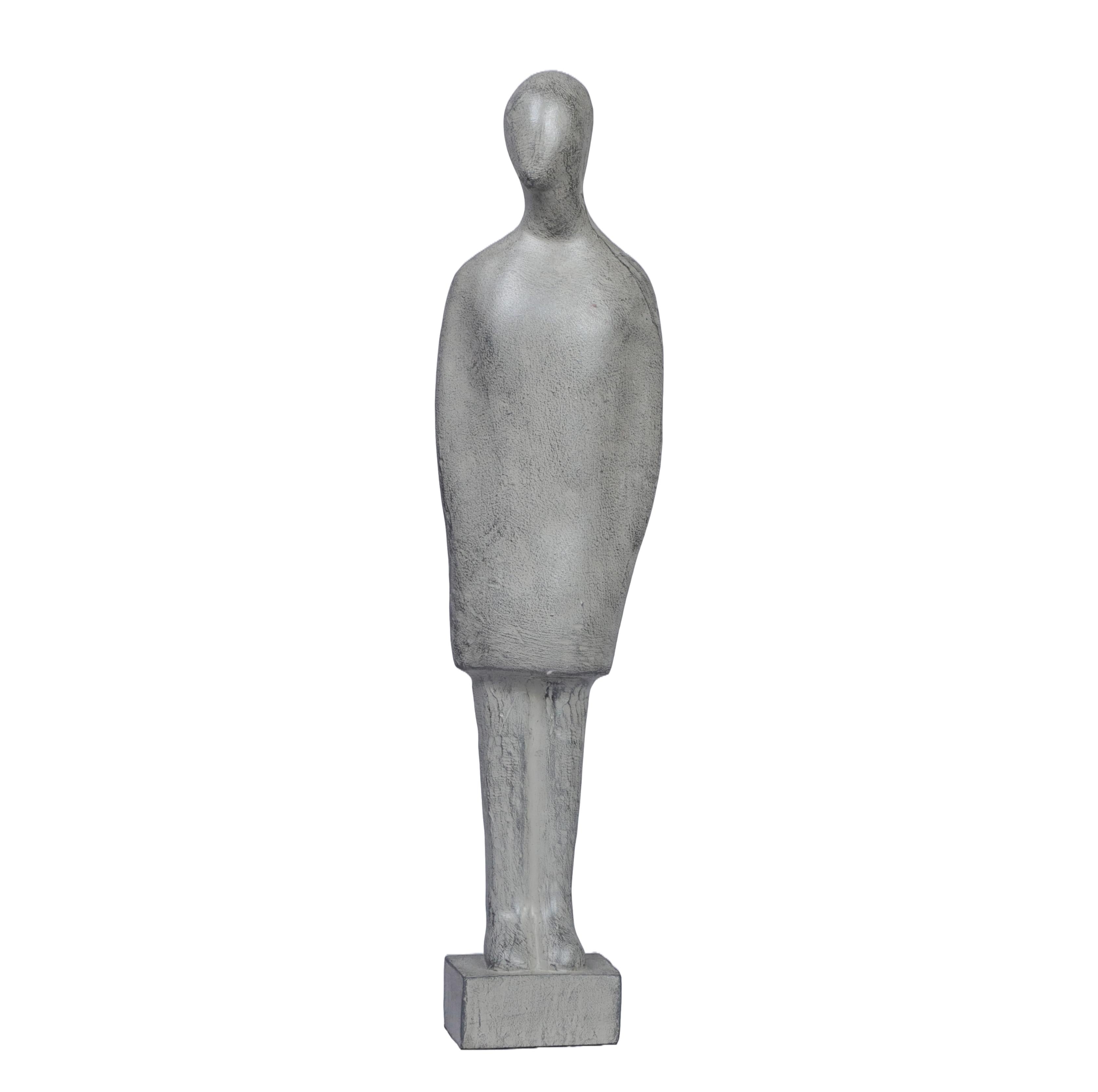 Ashnam Assertive Pose Abstract Human Showpiece - Silver Pearl, 35 Cm