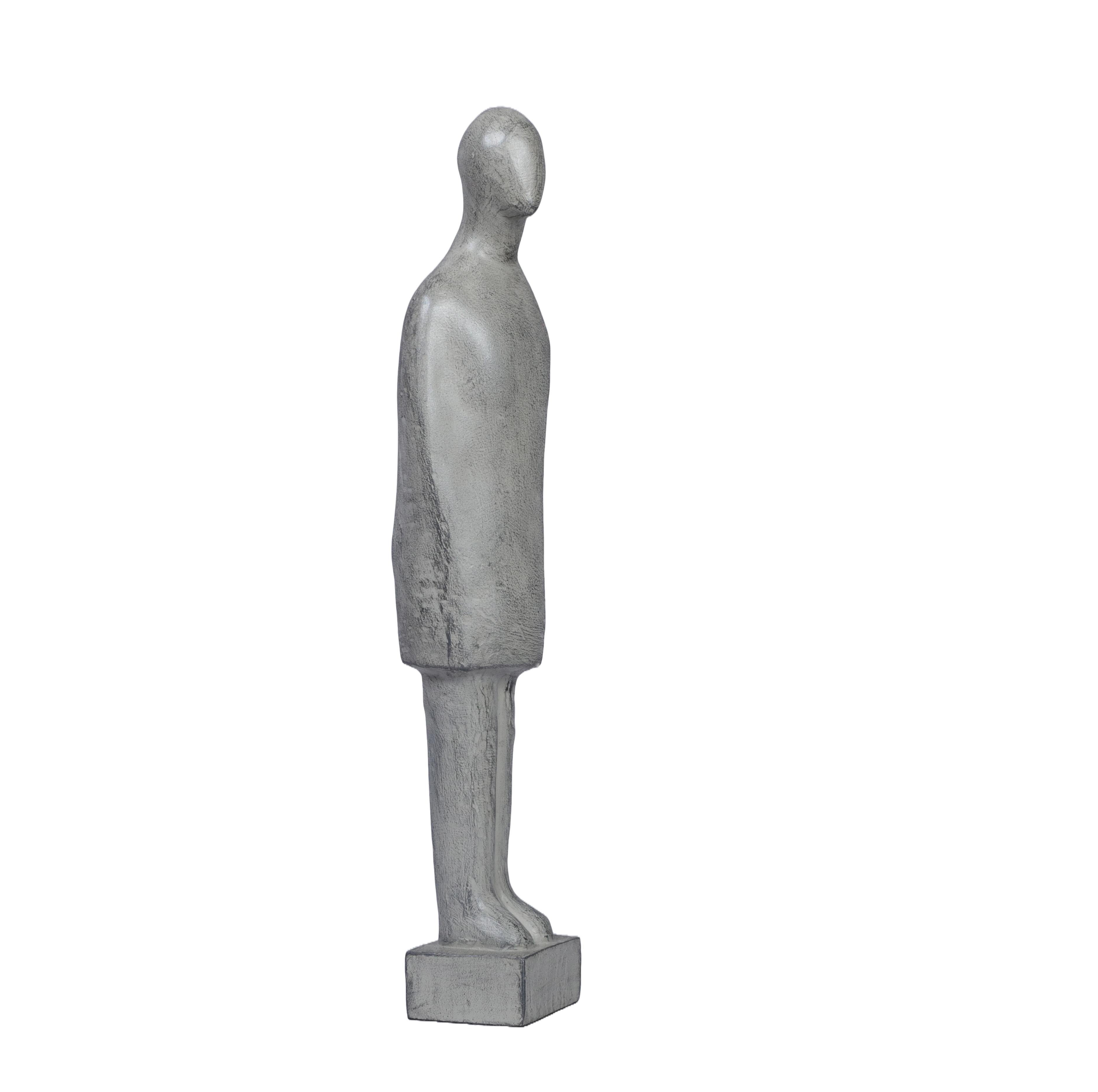 Ashnam Assertive Pose Abstract Human Showpiece - Silver Pearl, 35 Cm