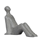 Ashnam Relaxed Seated Pose Abstract Human Showpiece - Silver Pearl, 26 Cm