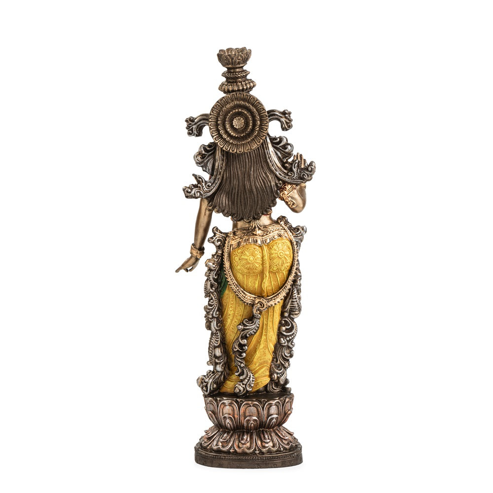 Ashnam Divine Devotion Radha Figurine - Gold & Yellow, 36cm