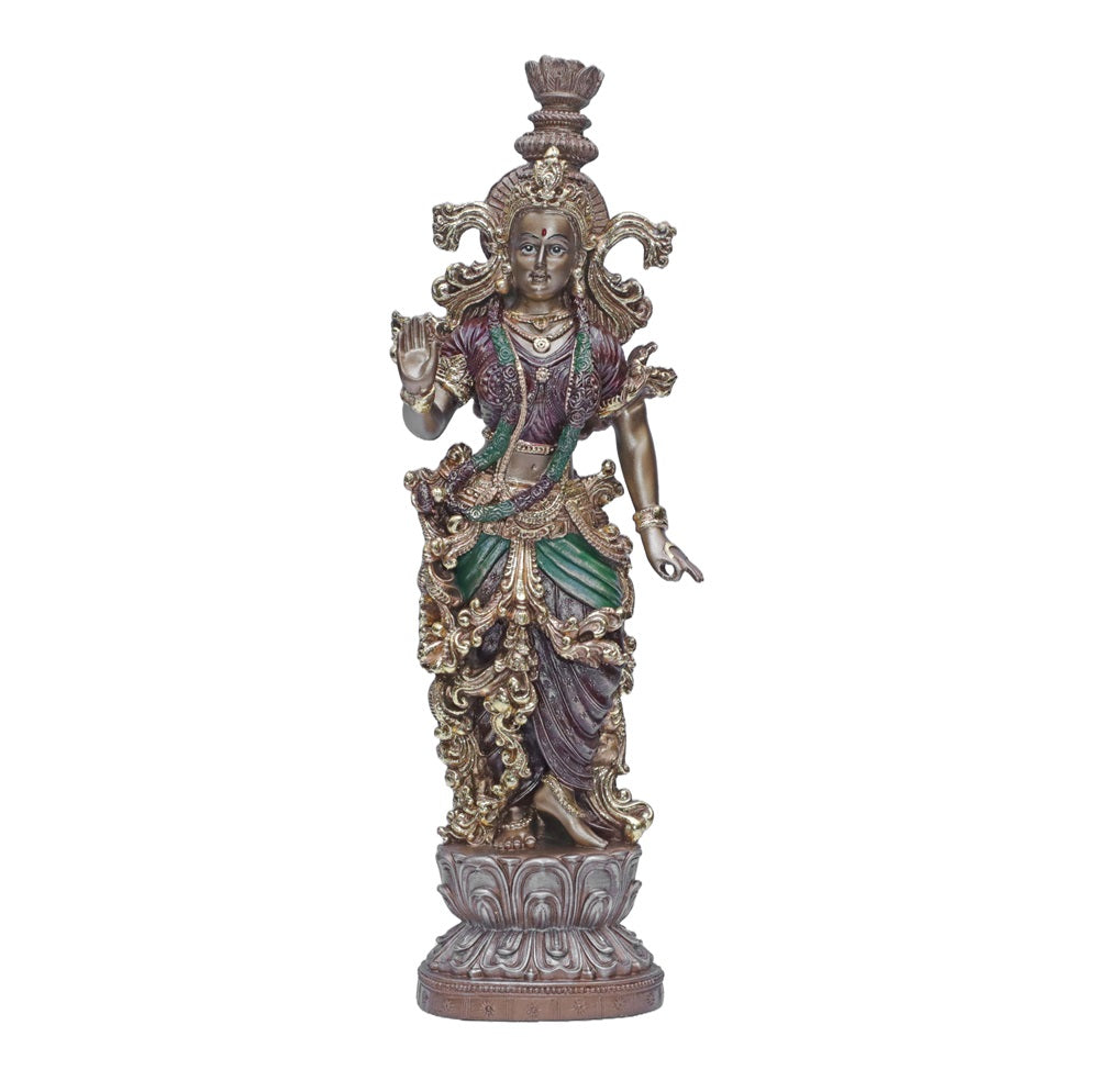 Ashnam Divine Devotion Radha Figurine - Bronze & Red, 36cm