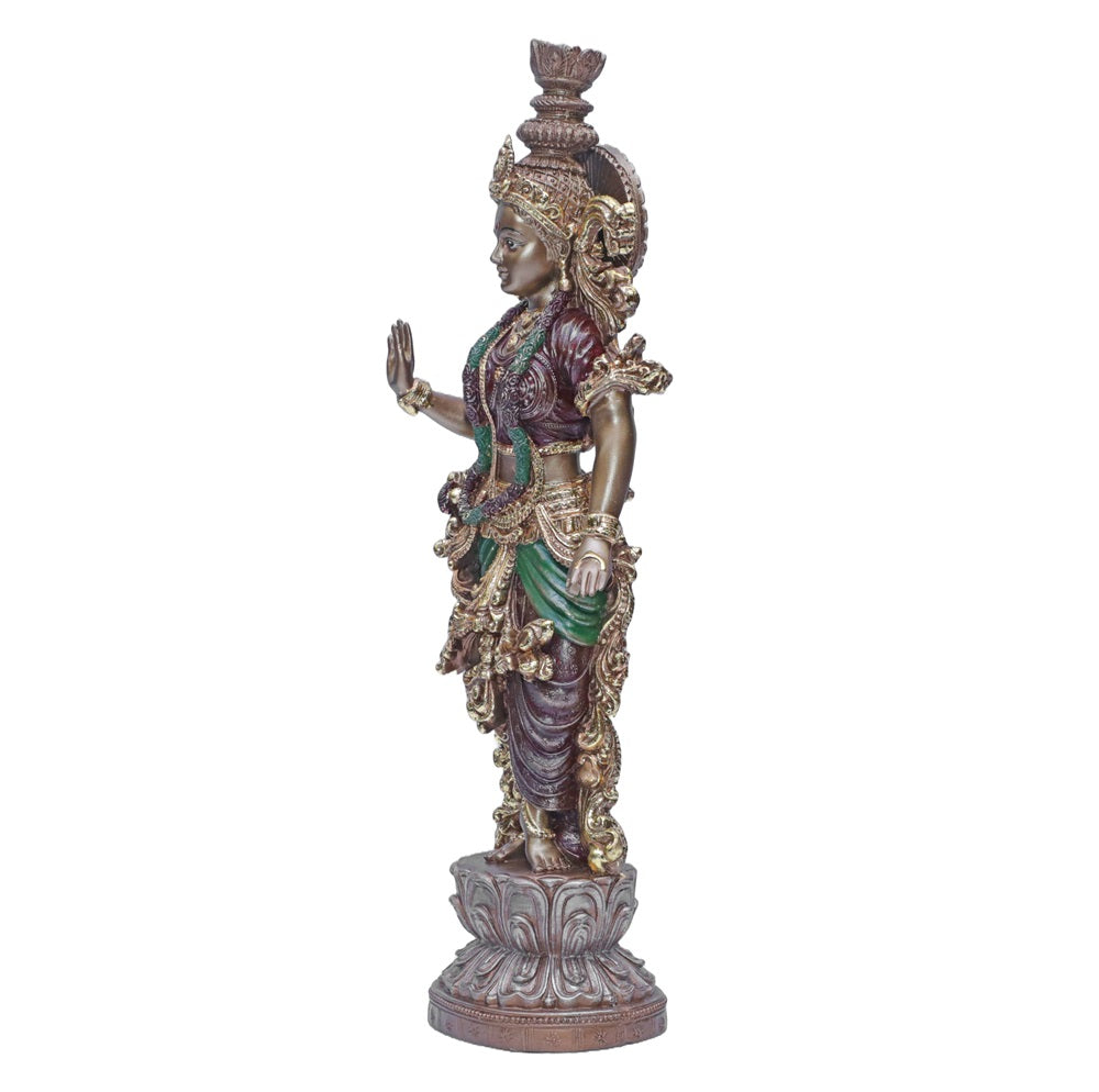 Ashnam Divine Devotion Radha Figurine - Bronze & Red, 36cm