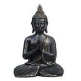 Ashnam Sacred Unity: Buddha Statue in Cross-Legged Pose with Joined Hands - Black, 26 Cm