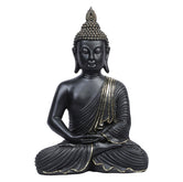 Ashnam Meditating Buddha with Hands Resting on Lap - Black, 26.5cm