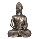 Ashnam Meditating Buddha with Hands Resting on Lap - Bronze, 27 Cm