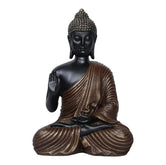 Ashnam Blessing Buddha Statue in Gyana Mudra With Hand Raised - Black Brown, 27 Cm