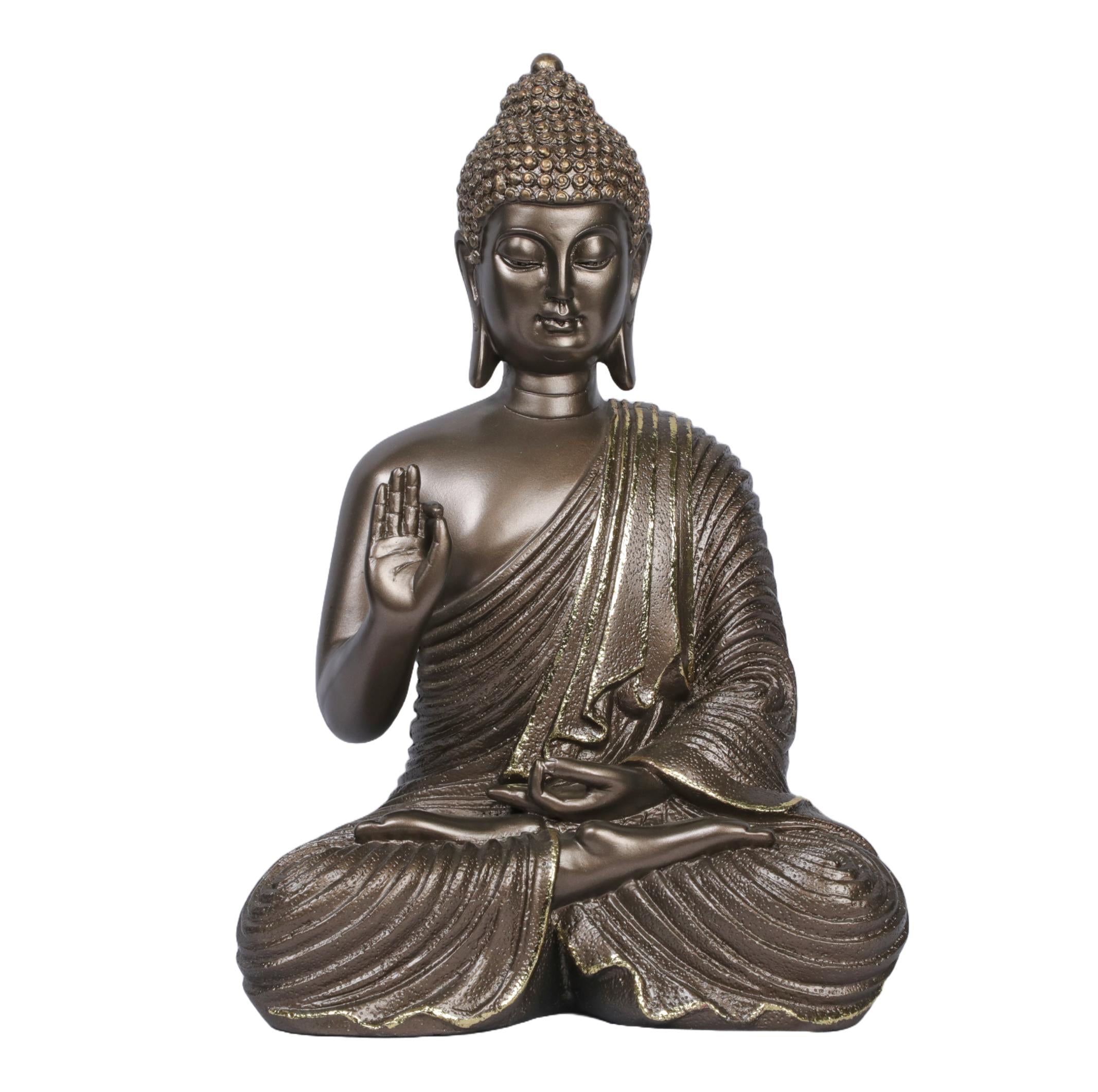 Ashnam Blessing Buddha Statue in Gyana Mudra With Hand Raised - Bronze, 27 Cm