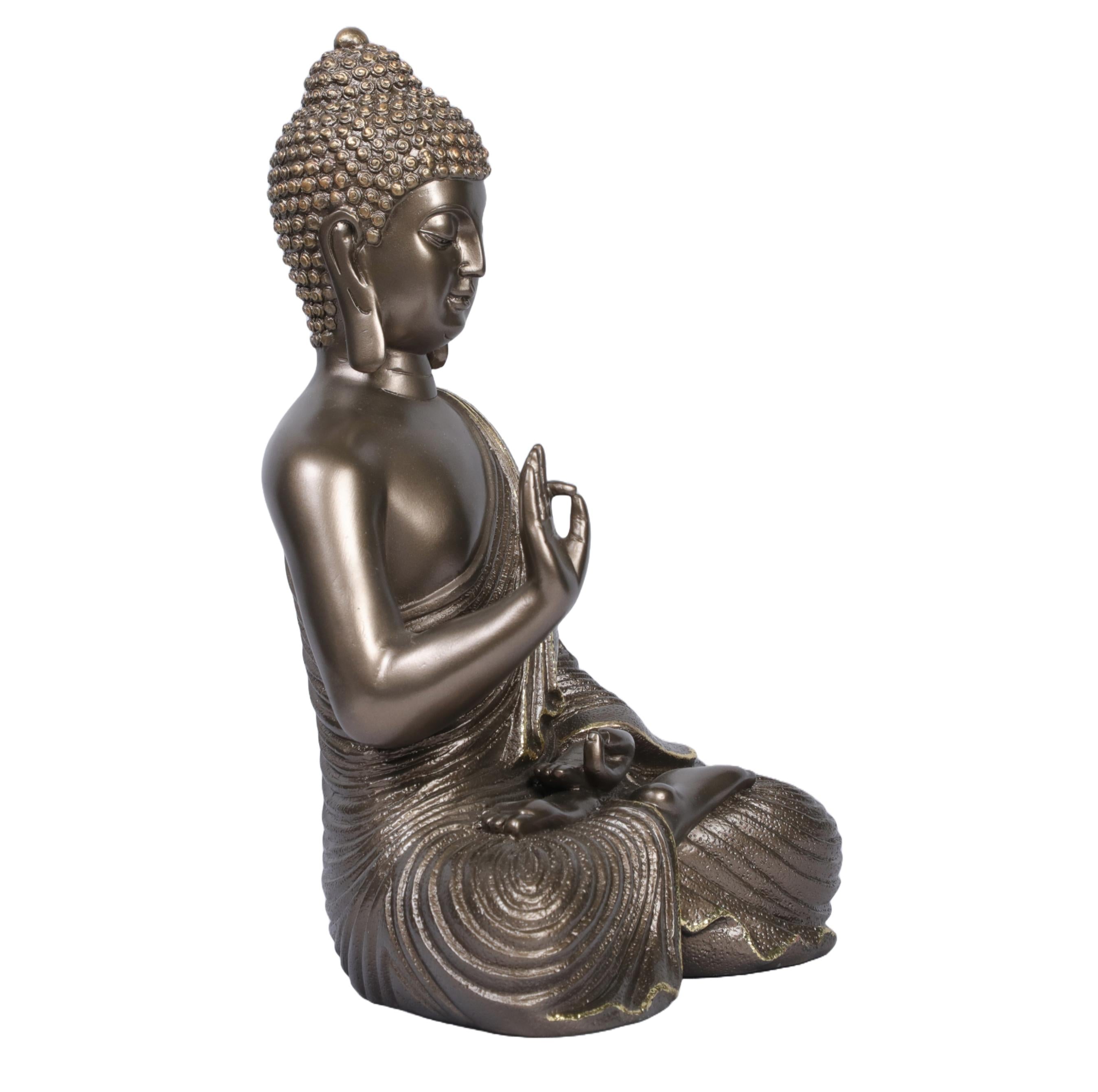 Ashnam Blessing Buddha Statue in Gyana Mudra With Hand Raised - Bronze, 27 Cm