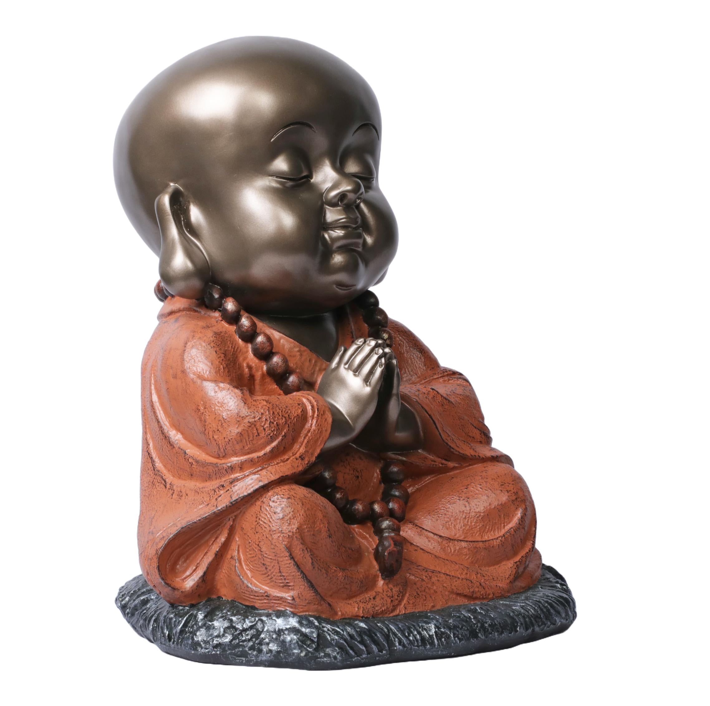 Ashnam Baby Monk Statue Engaged in Prayer, 30 Cm