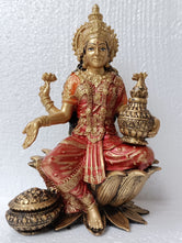 Goddess Laxmi Idol Sitting on Lotus Decorative Showpiece – Multicolor